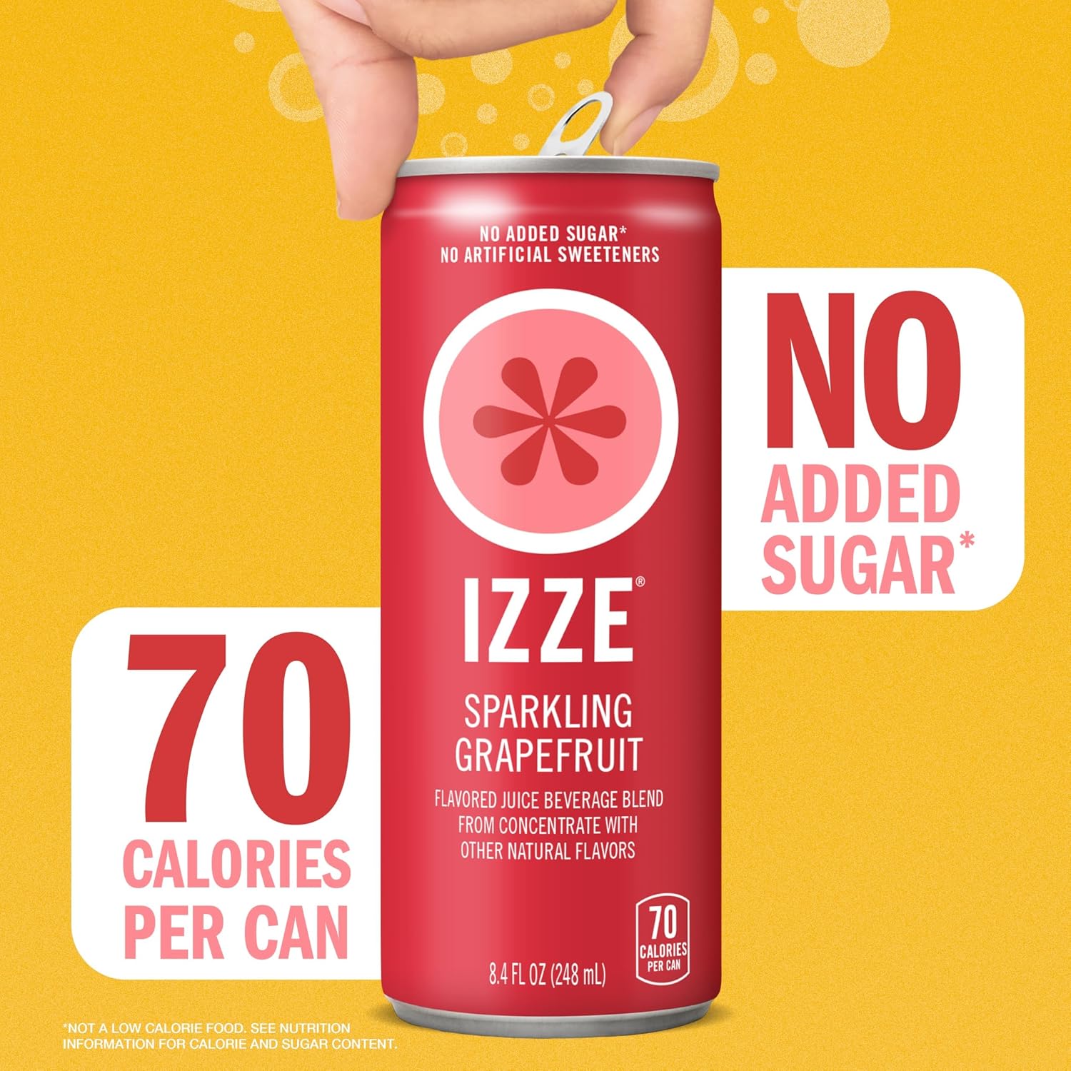 IZZE Sparkling Water Juice Beverage Blend, Pineapple, No Sugar Added, 8.4 FL OZ, 24 Cans
