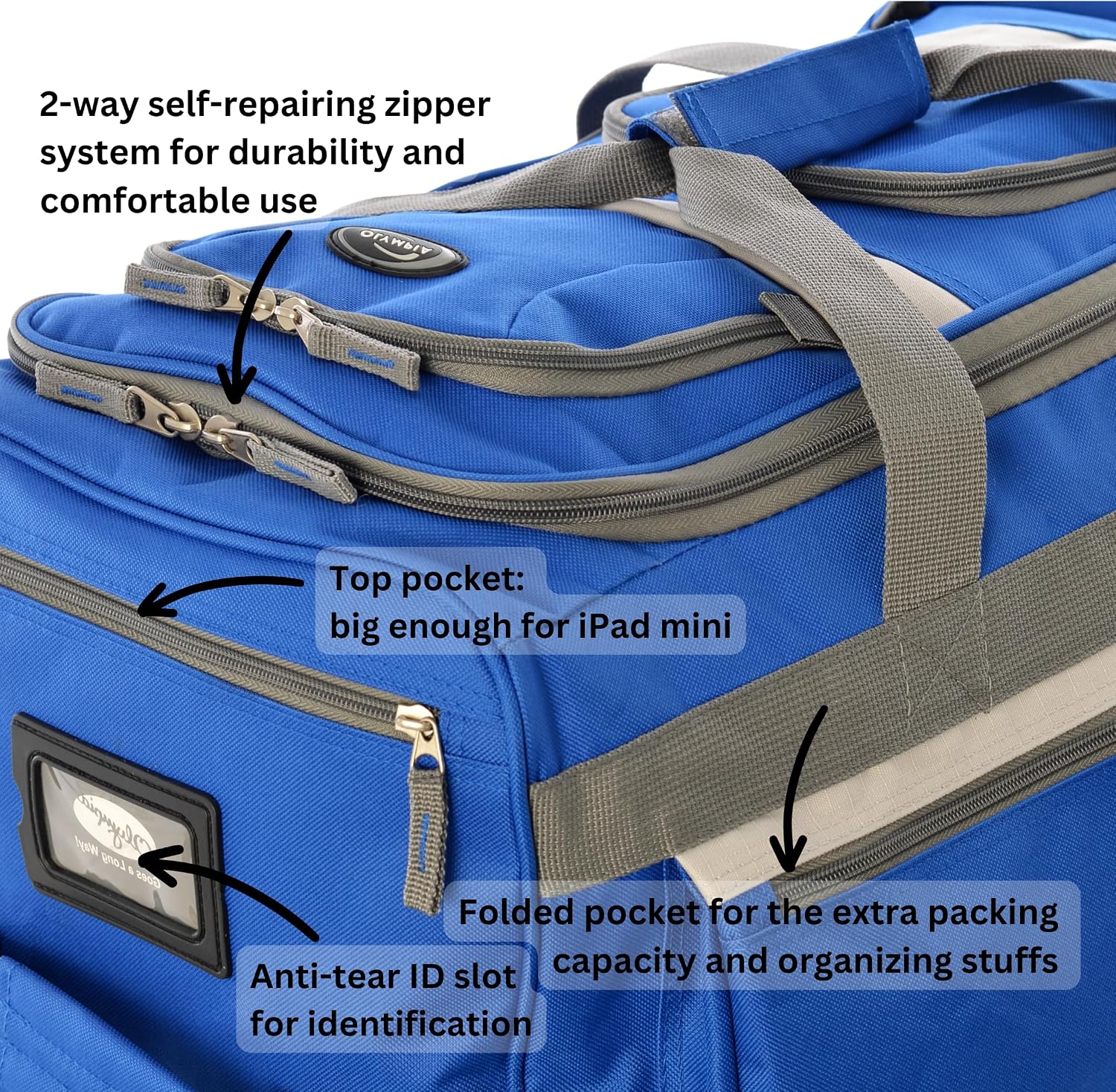 Olympia U.S.A. 33 inch Jumbo Size 8 Pockets Wheeled Rolling Duffel Bag Water Resistant Luggage Lightweight Travel Suitcase with Retractable Handle