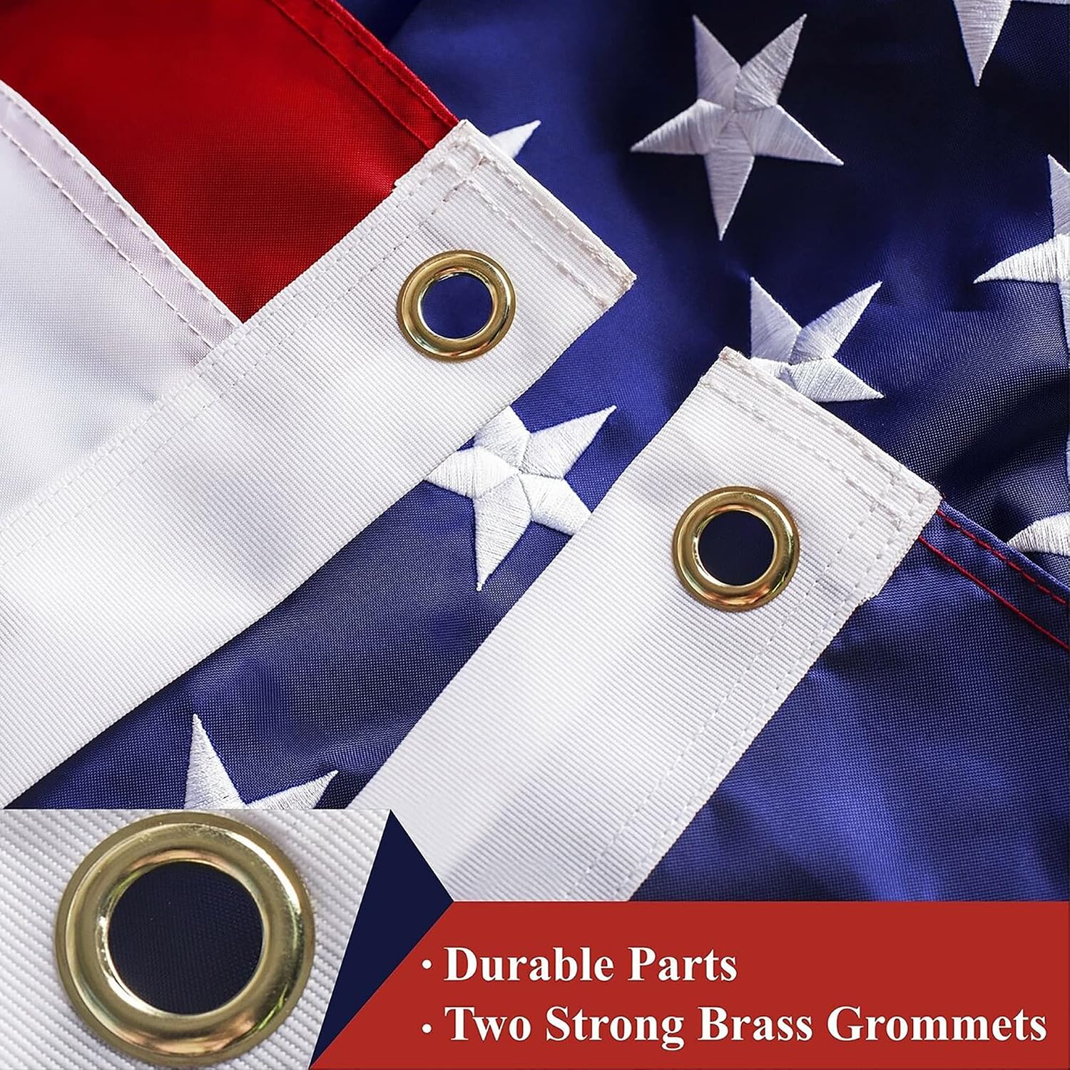 G128 American USA Flag | 5x8 Ft | ToughWeave Series Embroidered 300D Polyester | Country Flag, Embroidered Stars, Sewn Stripes, Indoor/Outdoor, Brass Grommets