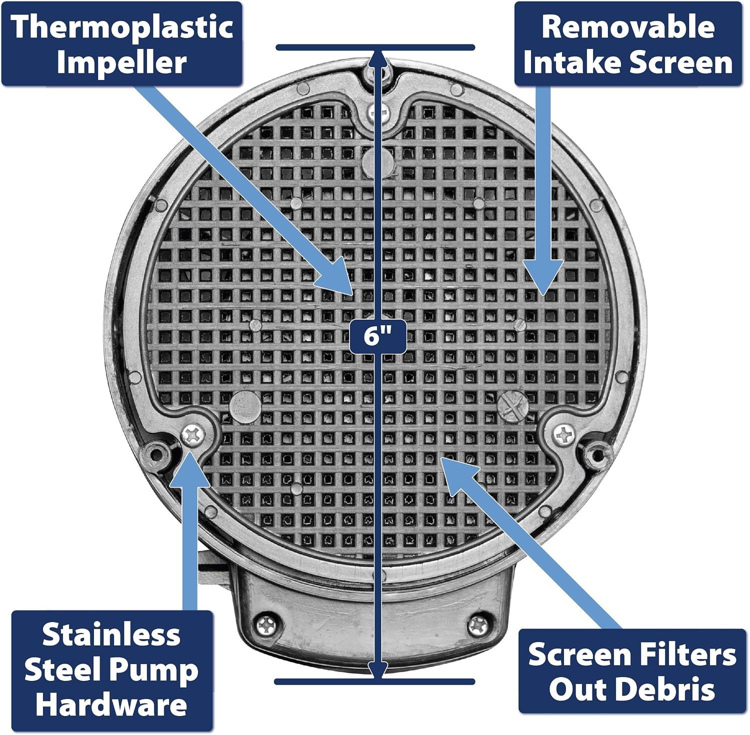Superior Pump 91570 3300GPH Thermoplastic Submersible Utility Pump with 10-Foot Cord, 1/2 HP