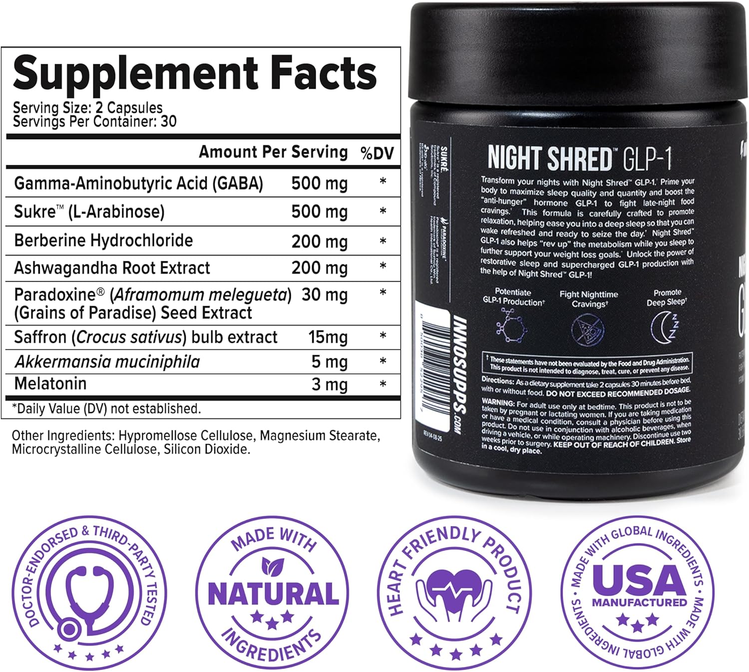 Night Shred Night Time Fat Burner & Natural Sleep Support, 30 Servings