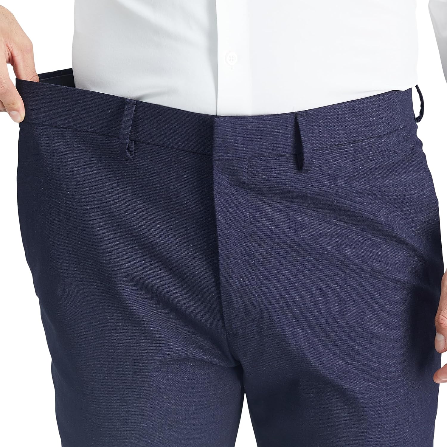 Kenneth Cole Reaction Men's Comfort Slim Fit Flat Front Dress Pant, Dark Navy, 38W x 30L