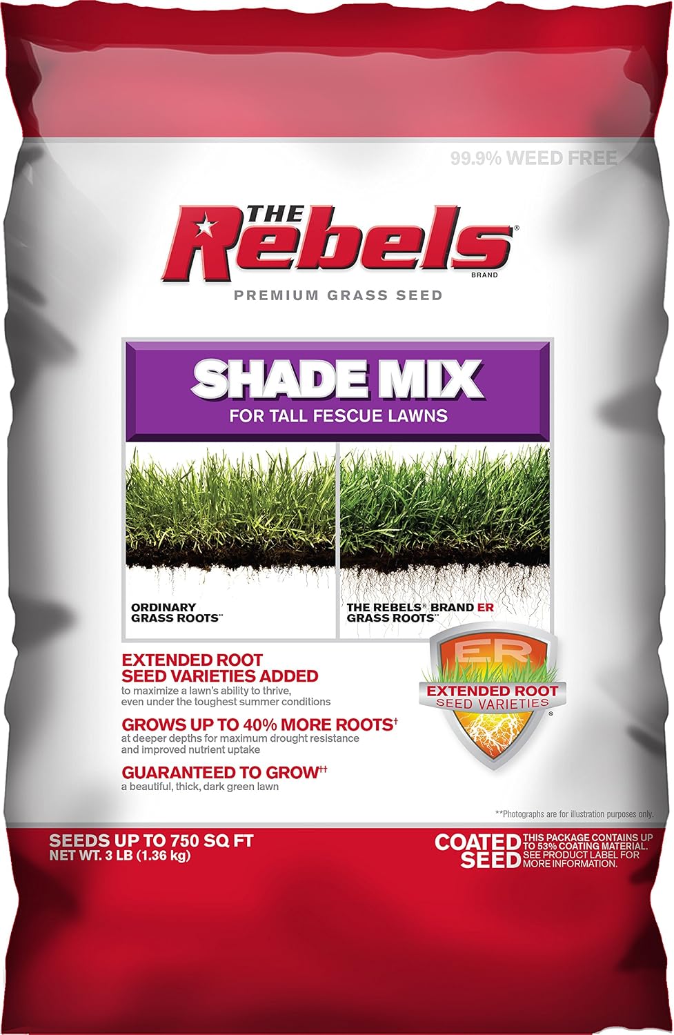 Pennington Rebel Shade Tall Fescue Mix Powder Coated Seed, 3 lb. (100526878)