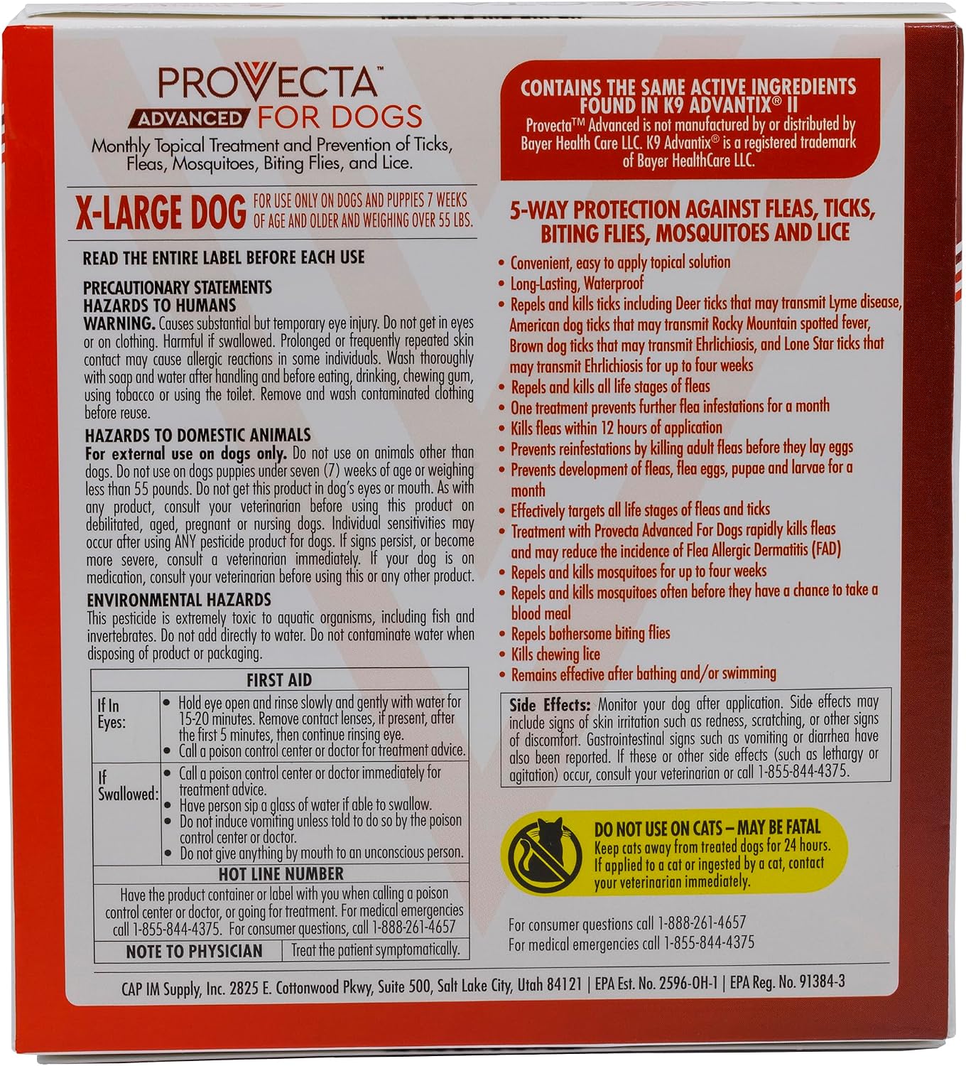 Provecta® Advanced for Extra Large Dogs (Over 55 lbs) Flea and Tick Topical Treatment, 4-Month Supply