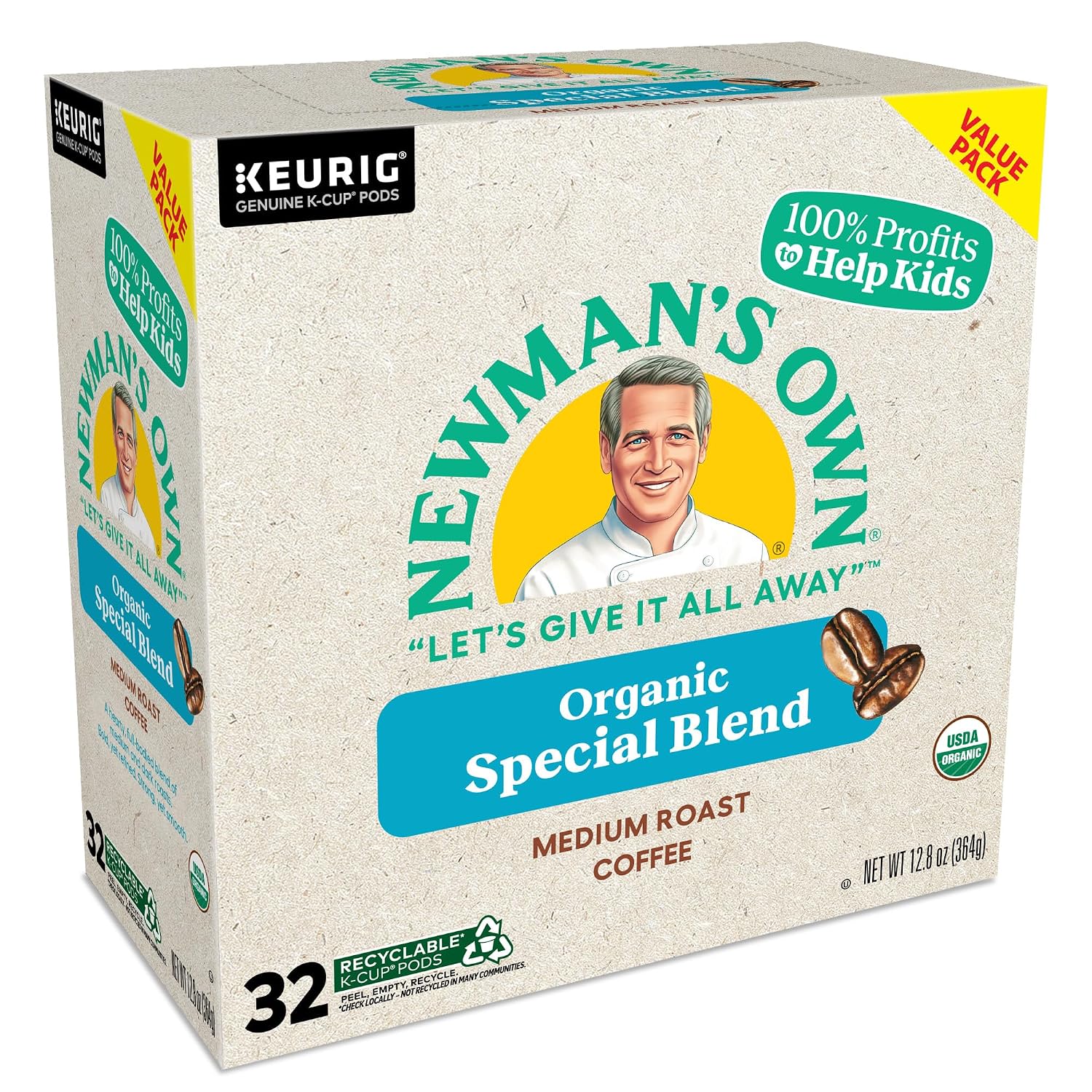 Newman's Own Organics Special Blend Keurig Single-Serve K-Cup Pods, Medium Roast Coffee, 96 Count