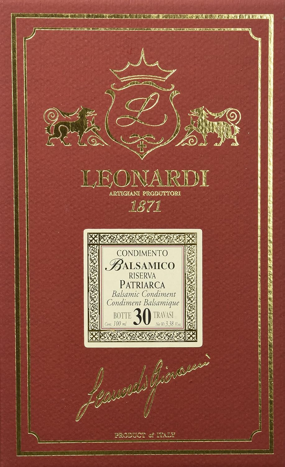 Acetaia Leonardi Patriarca 30 Year Reserve Balsamic Vinegar Condiment - 3.38 oz