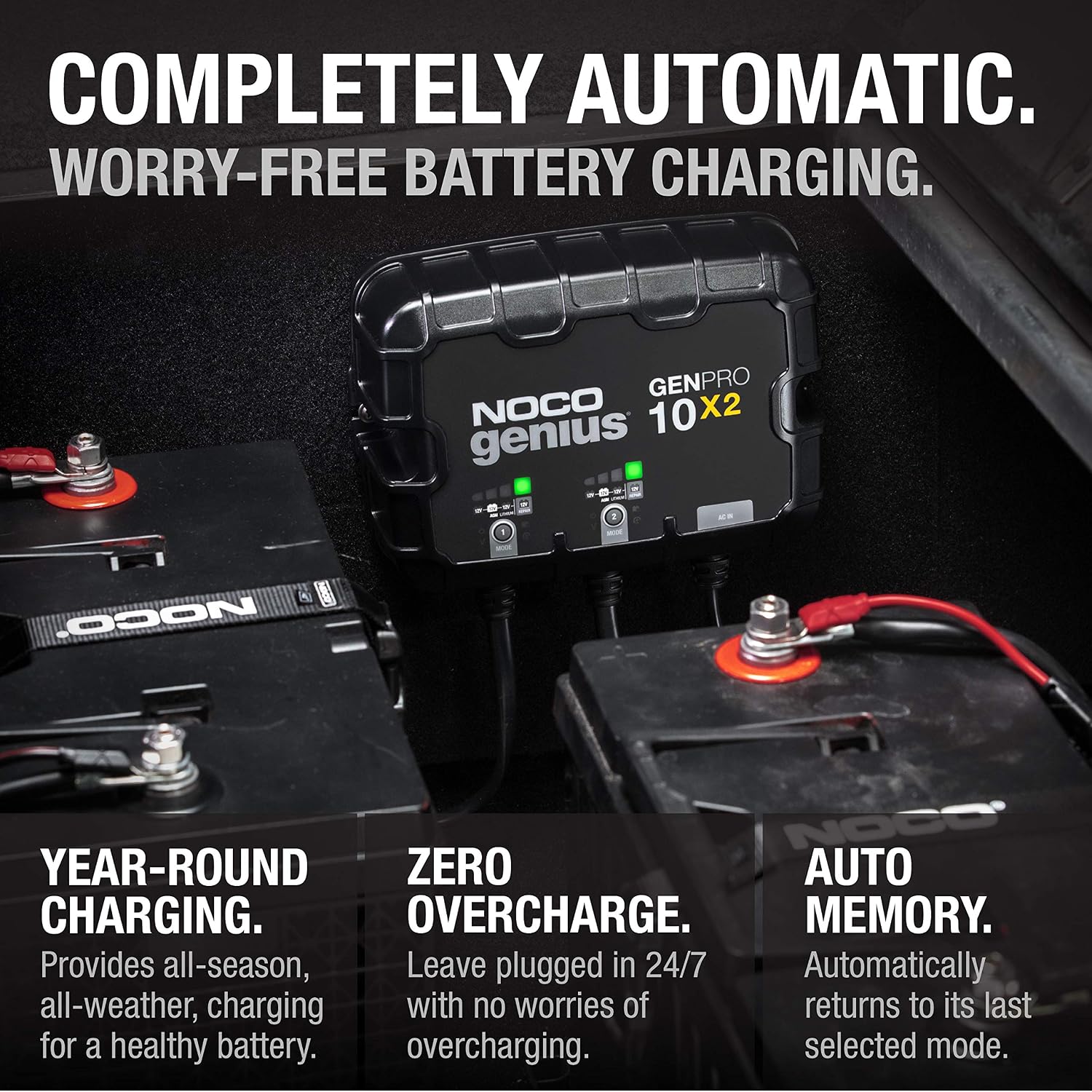 NOCO GENPRO10X2 12V 20A 2-Bank OnBoard Marine Battery Charger & Maintainer