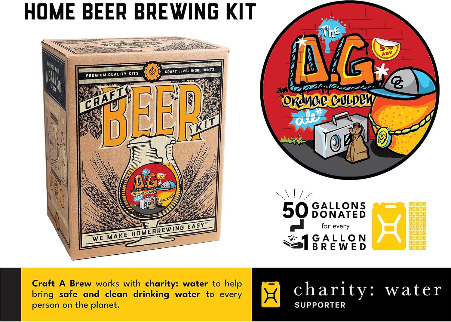 Craft A Brew - Hefeweizen - Beer Making Kit - Make Your Own Craft Beer - Complete Equipment and Supplies - Starter Home Brewing Kit - 1 Gallon
