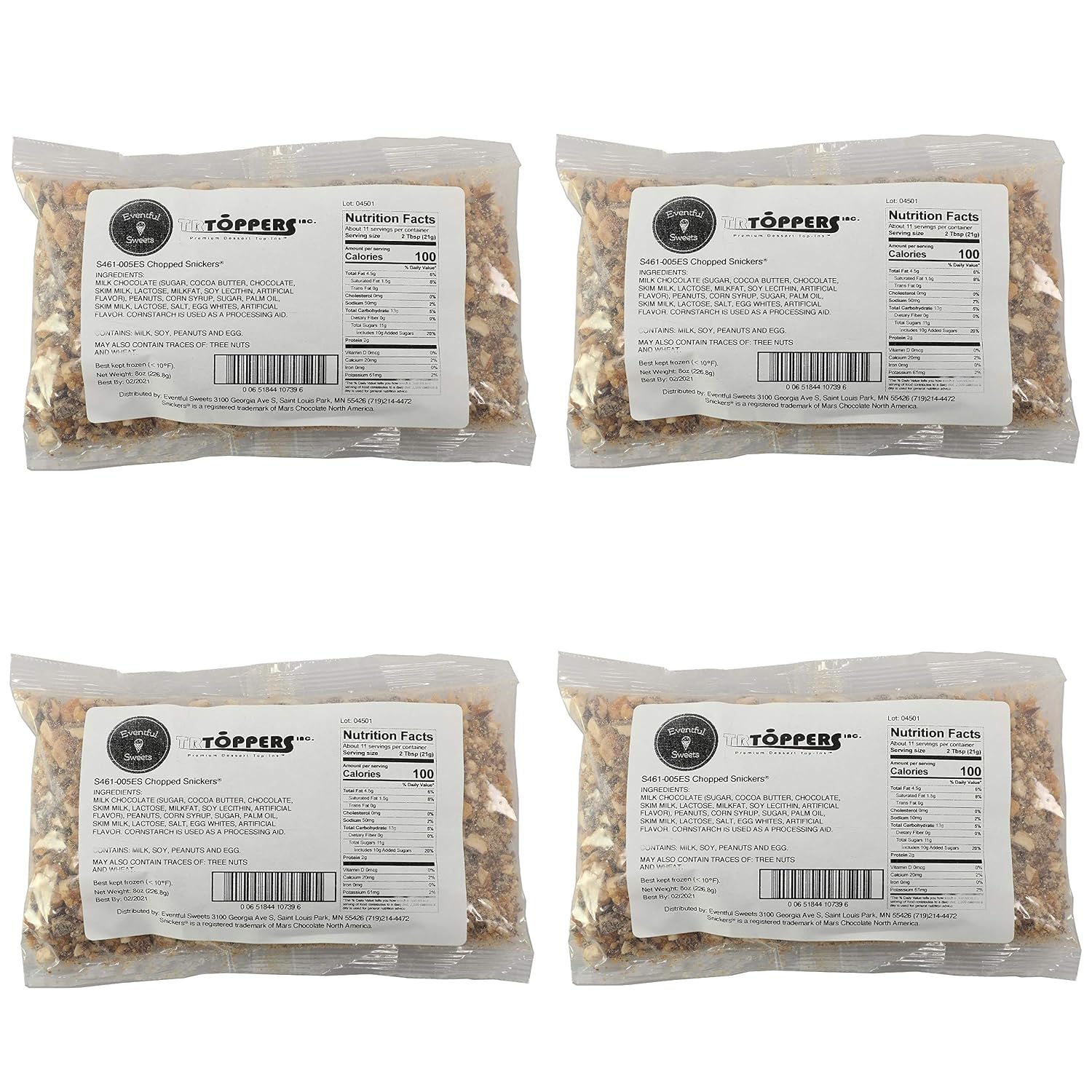 Snickers Chopped Candy 2 LBS – Chocolate Bits for Sundaes, Frozen Yogurt & Dessert Creations – Bulk Topping Mix for Parties