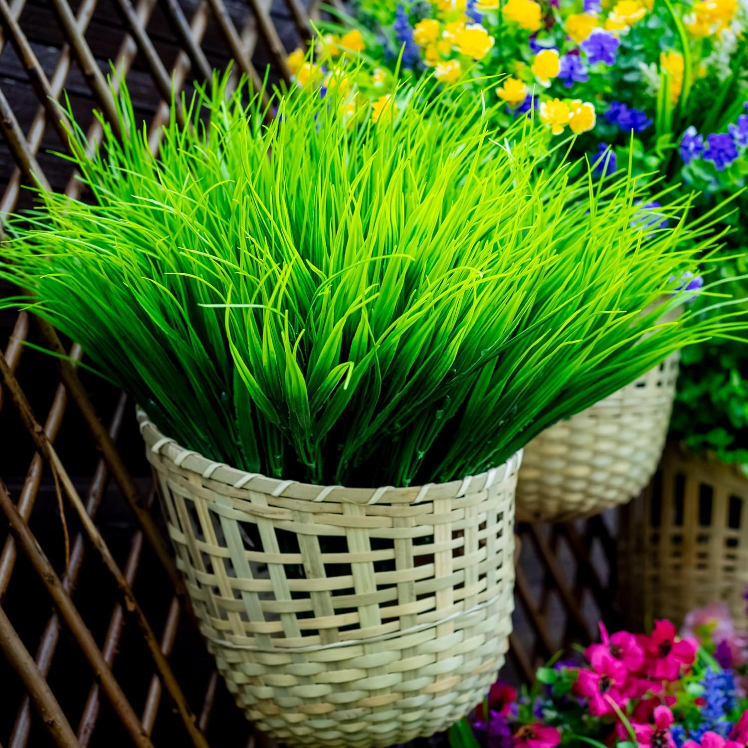 AXYLEX Artificial Flowers for Outdoors, 12 Bundles Fake Plants (Yellow) | UV resistant faux plastic flowers, no fade artificial greenery – garden, patio, porch & home