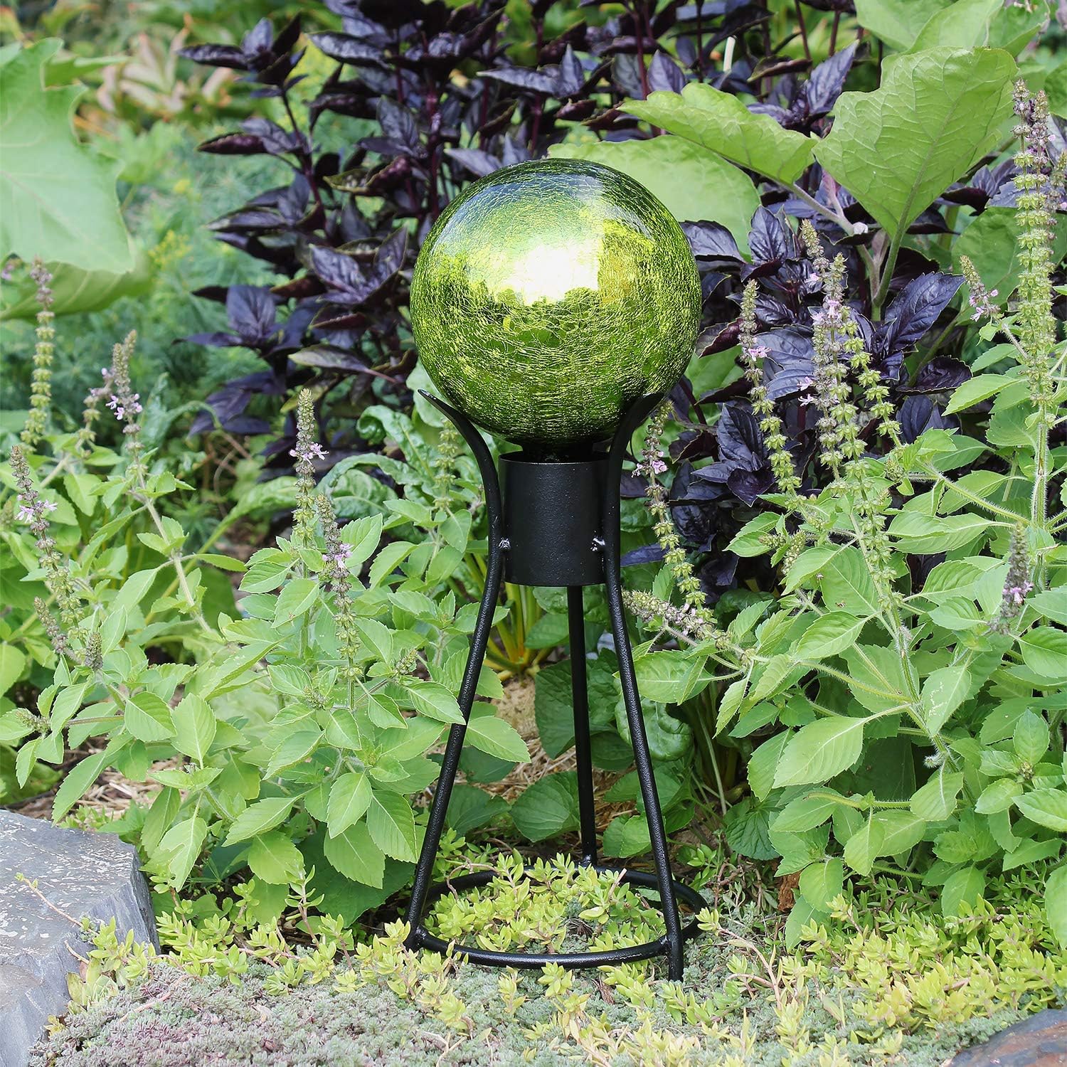 Achla Designs G10-FG-C Gazing, Fern Green 10 inch Glass Garden Globe Ball Sphere, 10