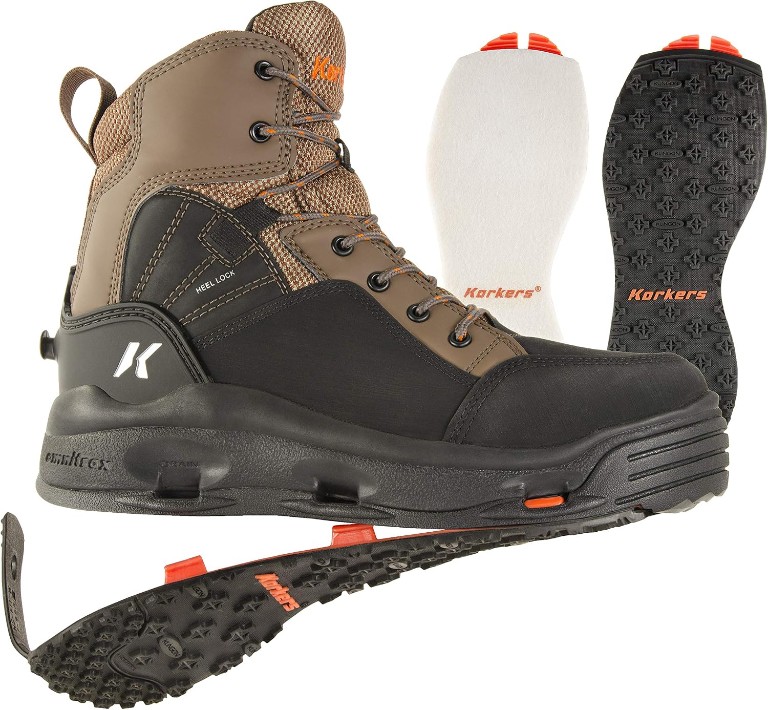 Korkers Buckskin Men's Wading Boots - Durable and Non-Corrosive - Includes Interchangeable Felt & Kling-On Soles