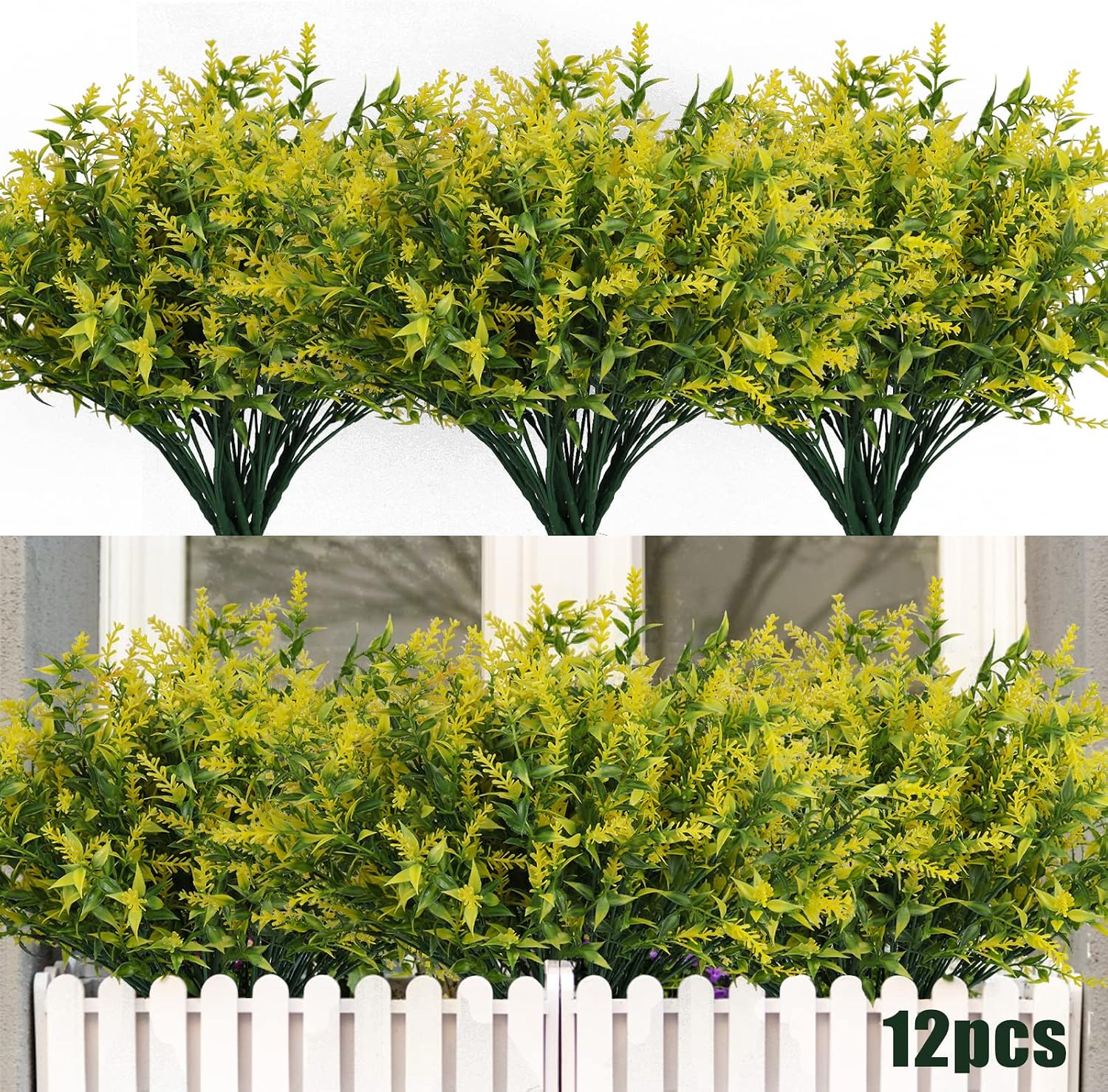 RECUTMS Artificial Greenery Lavender Fake Shrubs Flowers 8 Pcs UV Resistant