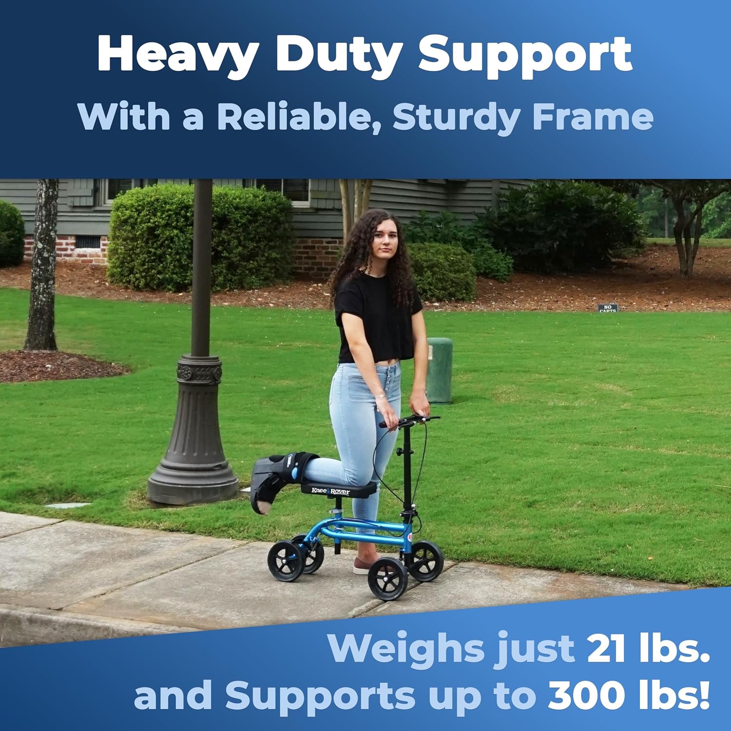 KneeRover Economy Steerable Knee Scooter – Foldable Mobility Aid & Knee Walker with Adjustable Handlebar and Comfortable Knee Pad for Adults (Black) | Knee Walker, For Adults, Foot Surgery & Broken Ankle, Foldable, Crutch Alternative