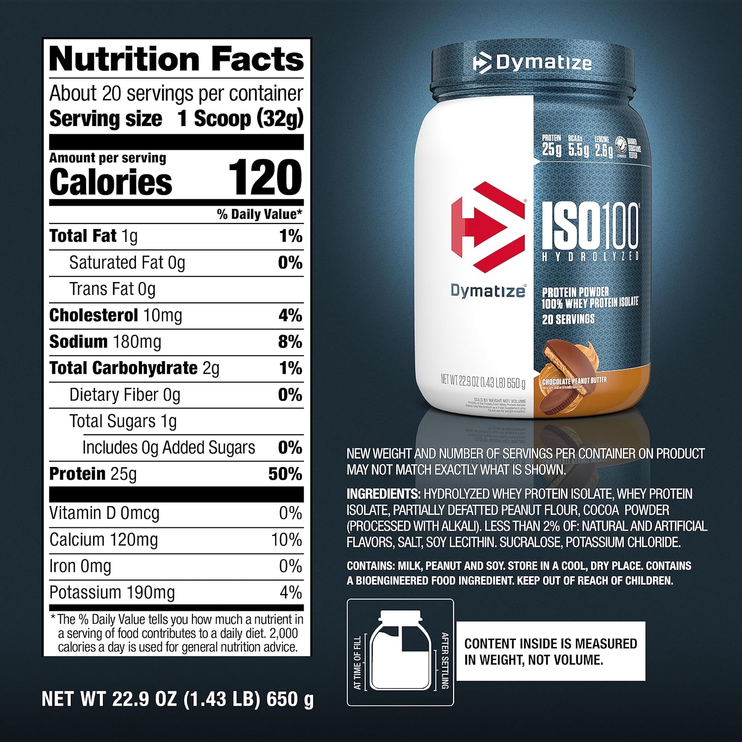 Dymatize ISO100 Protein Powder, 100% Whey Isolate, Gourmet Chocolate | 25g Protein, Hydrolyzed, Fast-Absorbing, Supports Muscle Health, 5.5g BCAAs, Gluten-Free, 76 Servings, 5 lb