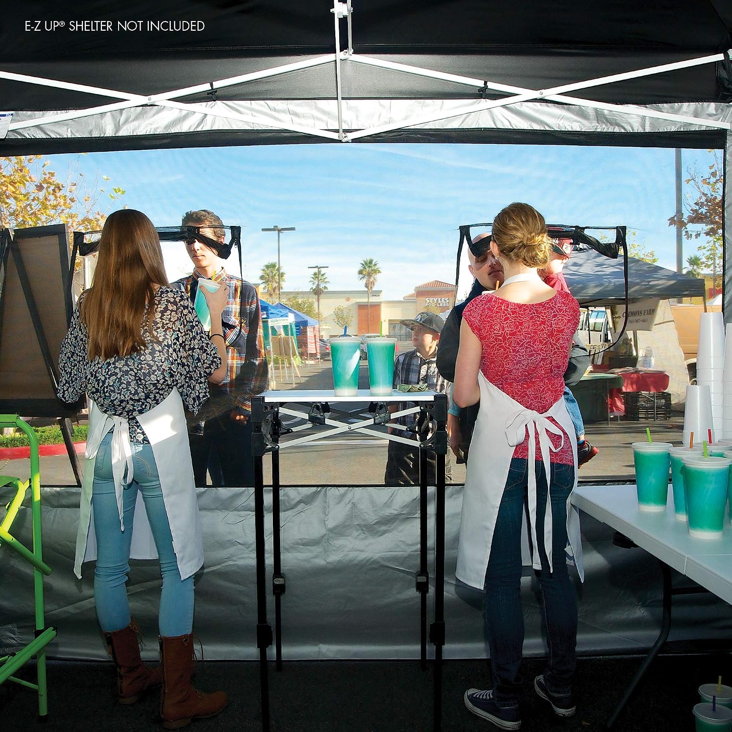 E-Z UP Food Booth Sidewall Kit, Set of 4, Fits 10' x 10' Straight Leg Canopy (Canopy/Shelter NOT Included), Includes 2 Roll-Up Serving Windows