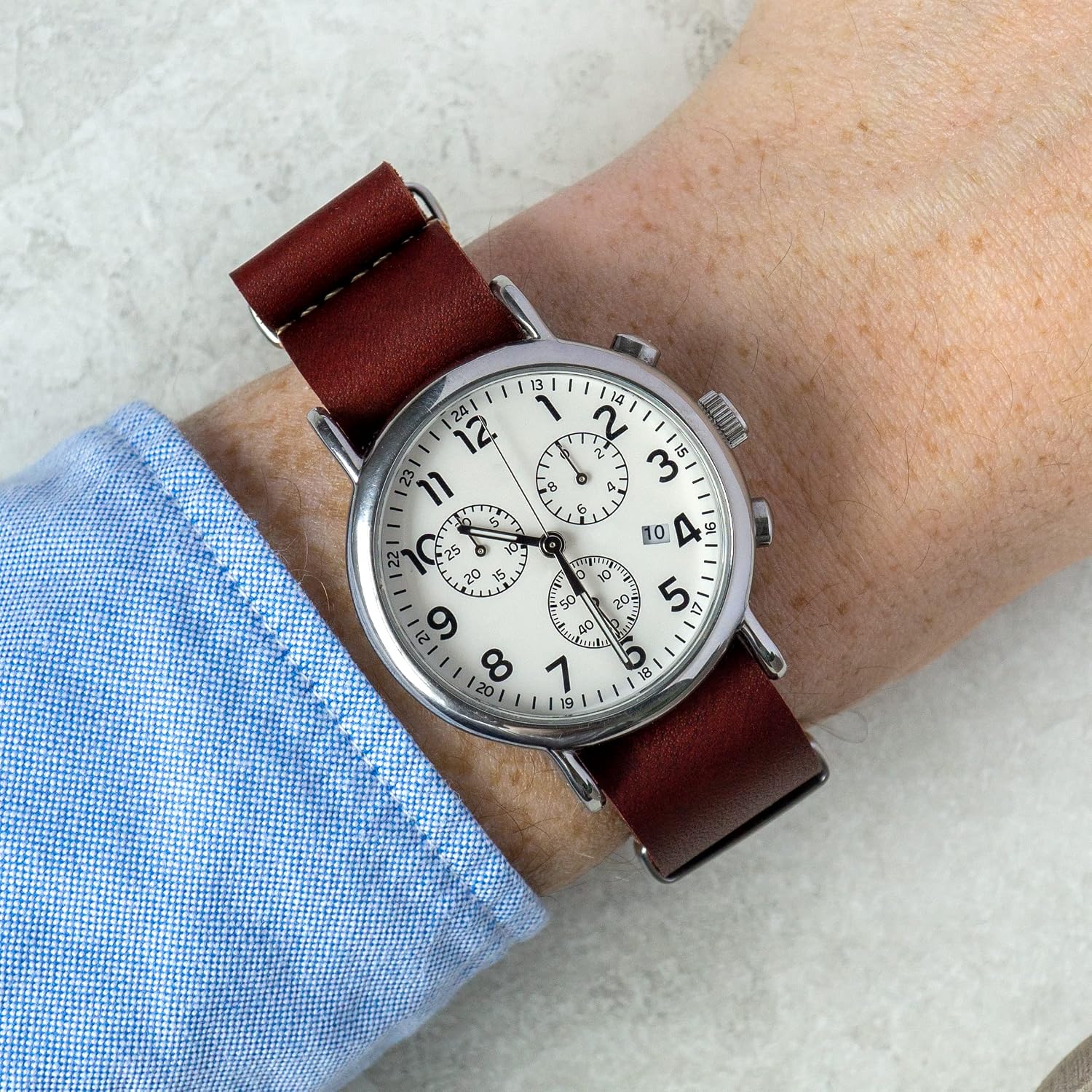 Benchmark Leather Watch Band - Crazy Horse Oiled Leather One-Piece Watch Straps for Men or Women - 18mm, 20mm, 22mm or 24mm Widths