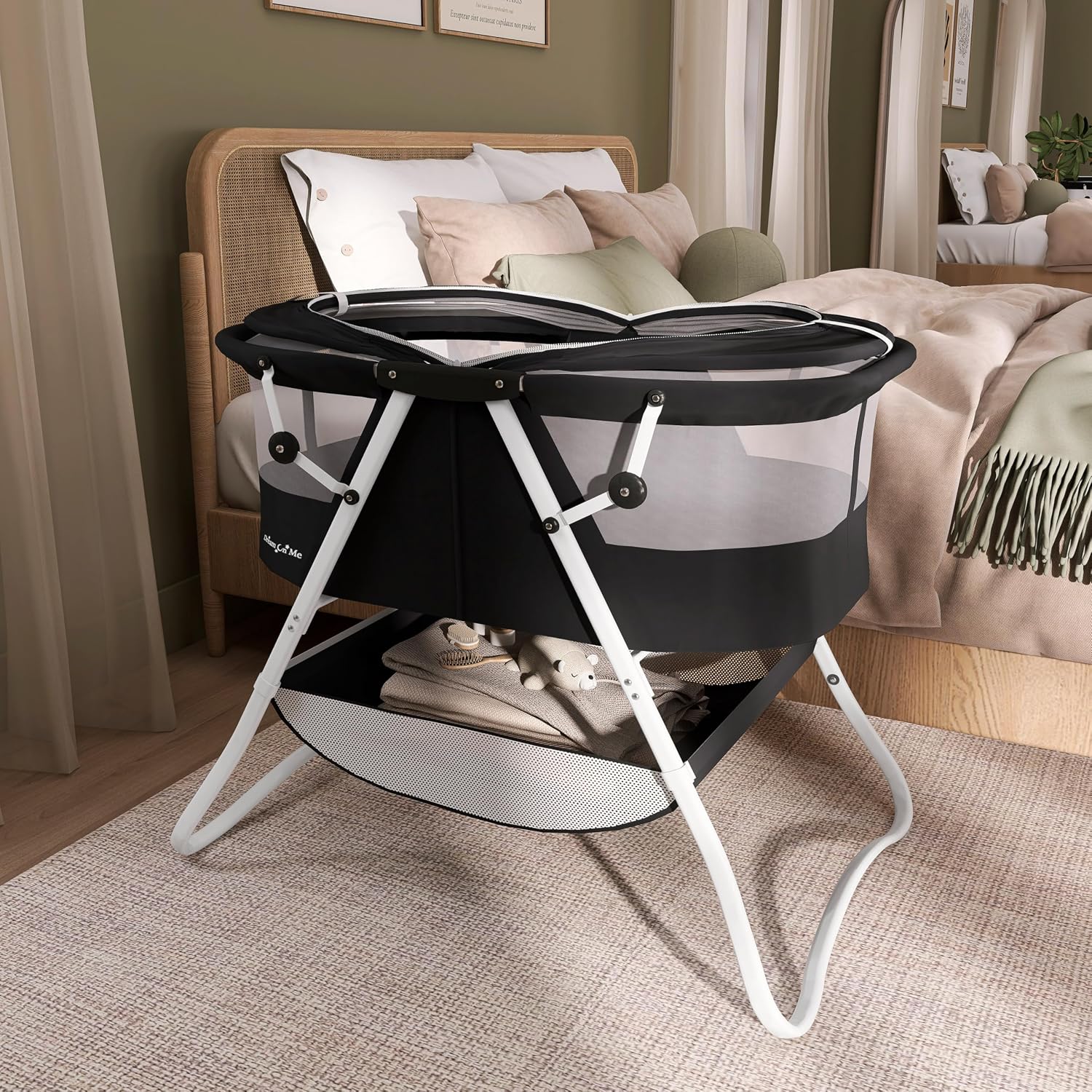 Dream On Me Karley Bassinet in Grey and Pink