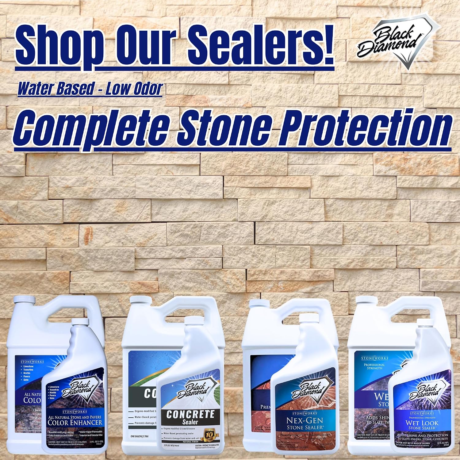 Color Enhancer Sealer for All-Natural Stone and Pavers. Marble, Travertine, Limestone, Granite, Slate, Concrete, Grout, Brick, Block. (1 Gallon)