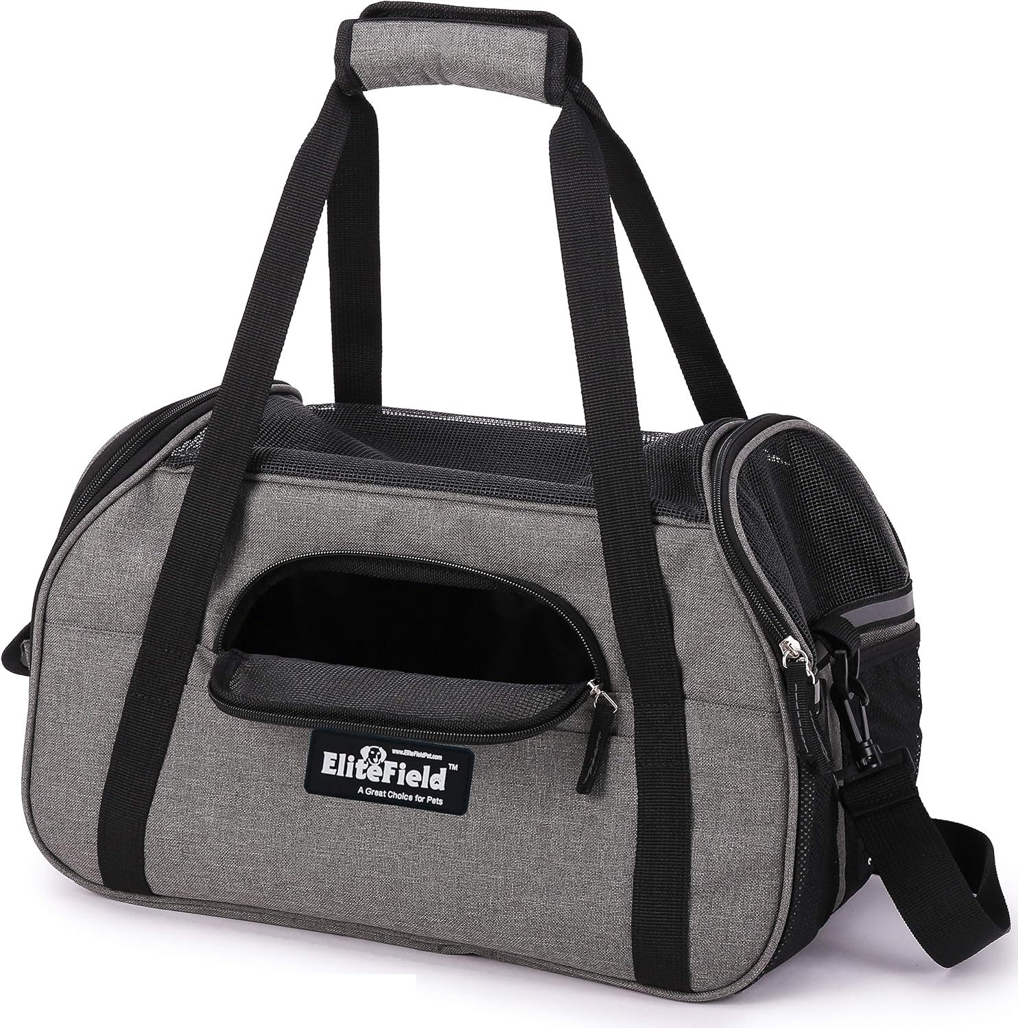 EliteField Soft-Sided Pet Carrier for Cats & Small Dogs (3-Year Warranty) | Airline Approved, Removable Bed & Cover, Built-In Leash, Luggage Sleeve, Seat Belt Loop, Waterproof, Durable, Foldable