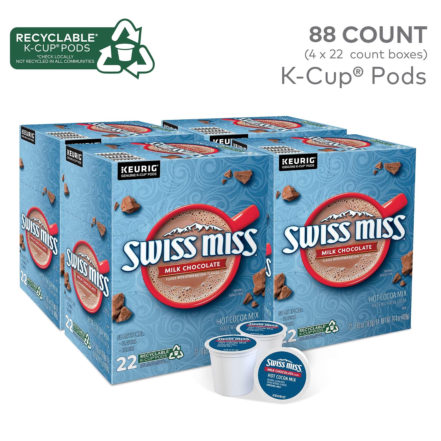 Swiss Miss Milk Chocolate Hot Cocoa Keurig Single-Serve K Cup Pods, 28 Count