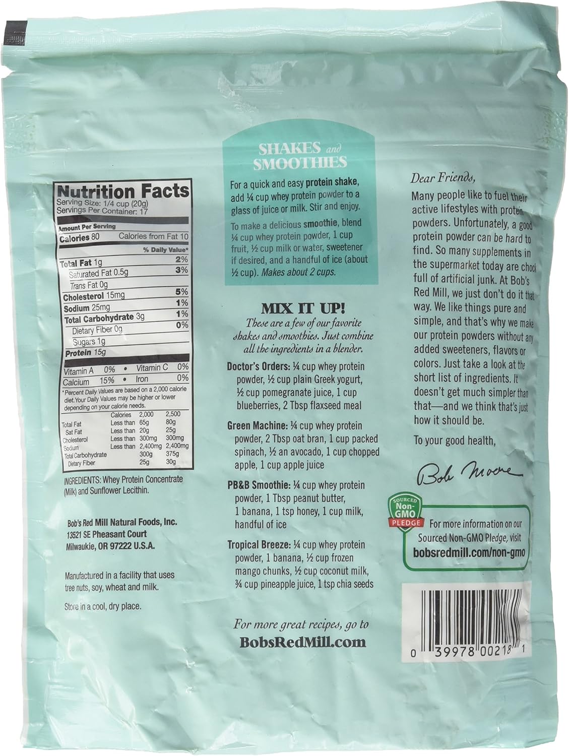 Bob's Red Mill Whey Protein Concentrate, 12-Ounce Bags (Pack of 4)