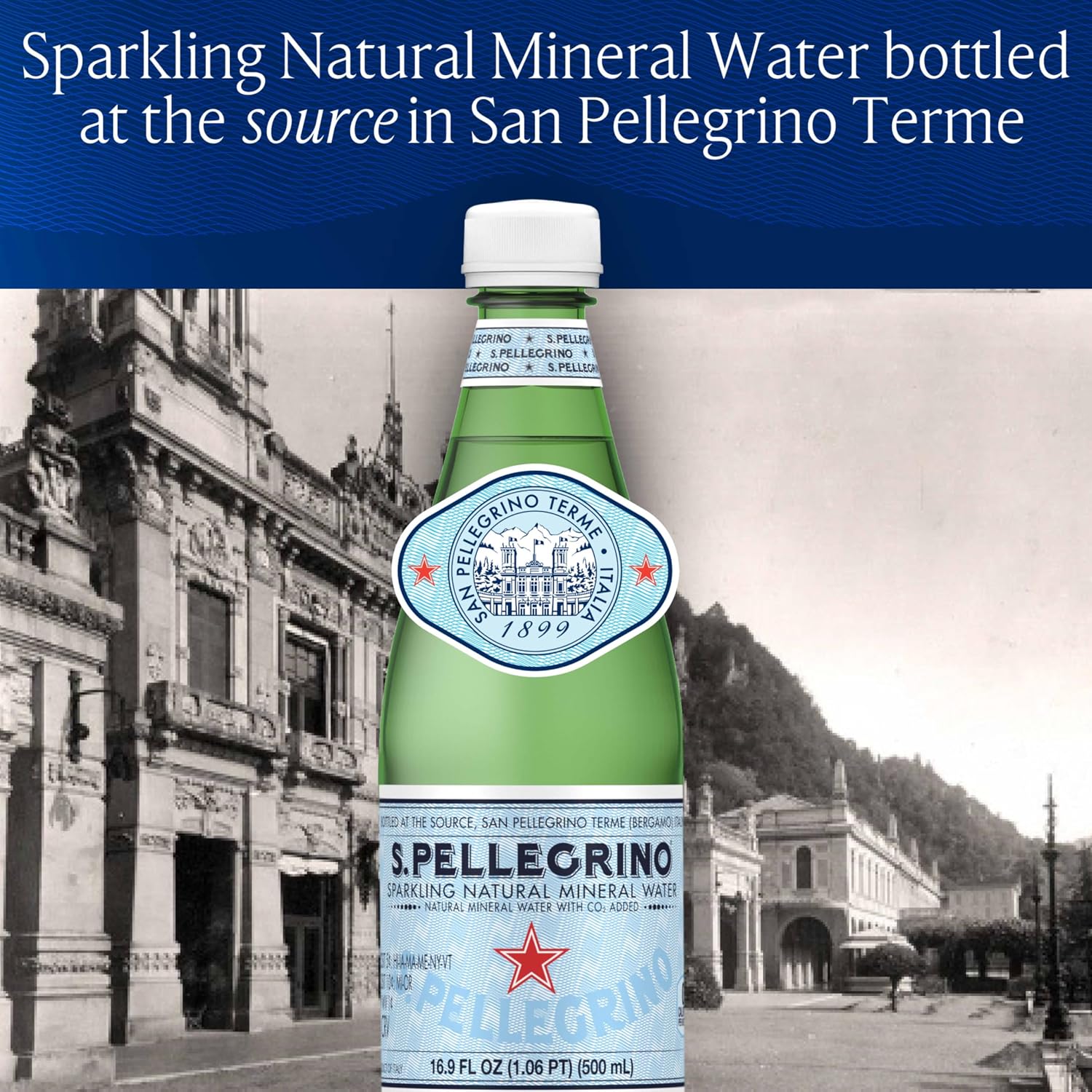 S.Pellegrino Sparkling Natural Mineral Water, Plastic Bottles, 16.9 Fl Oz (Pack of 12)