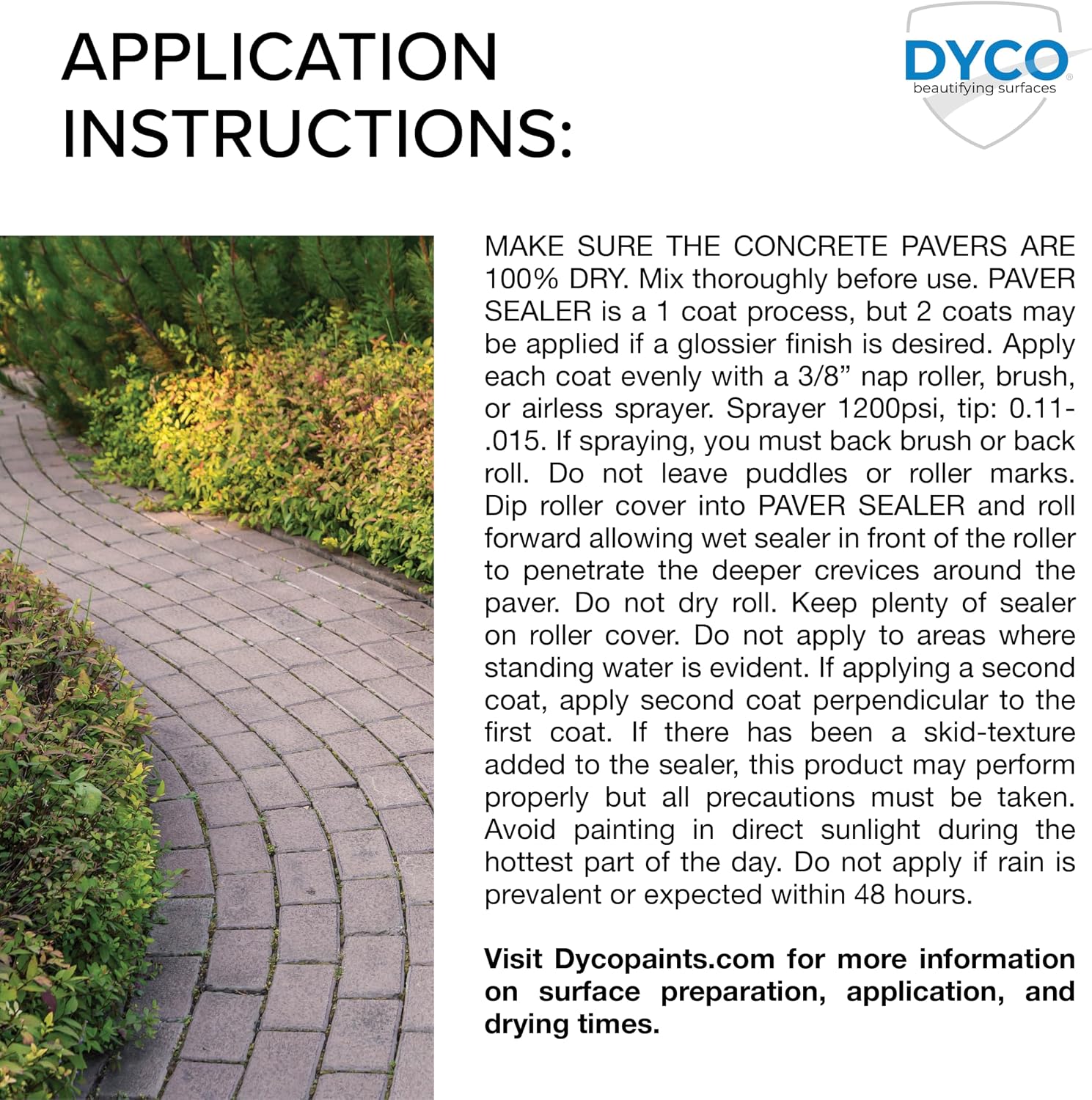 Dyco Paver Sealer Acrylic Waterproofing Sealer - Clear, 1 Gallon, Paver Sealer Wet Look, Concrete Patio Sealer, Concrete Sealer Driveway