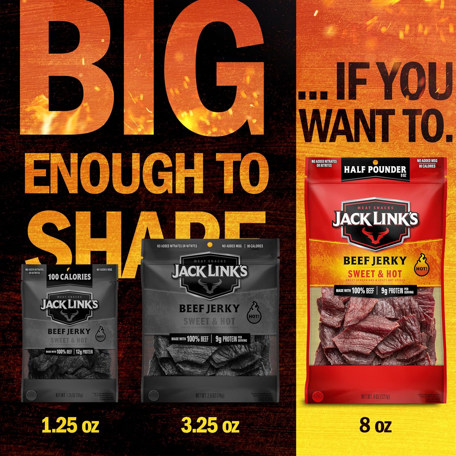 Jack Link's Peppered Beef Jerky Half Pounder - 8 oz Large Jerky Bag - Ready to Eat Real Meat Protein Snacks - 9g Protein per Serving - Made with 100% Real Beef | Large Jerky Bag - Ready to Eat Real Meat Protein Snacks - 9g Protein per Serving - Made with…