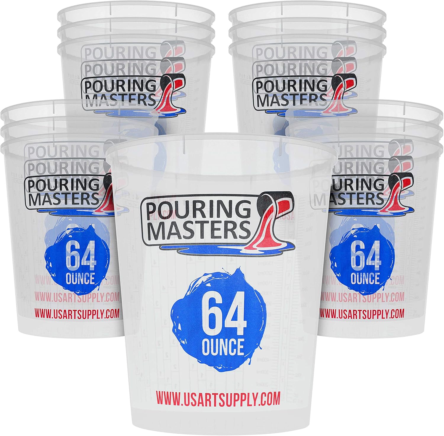 Pouring Masters 40 Ounce (1200ml) Graduated Plastic Mixing Cups (Box of 24)