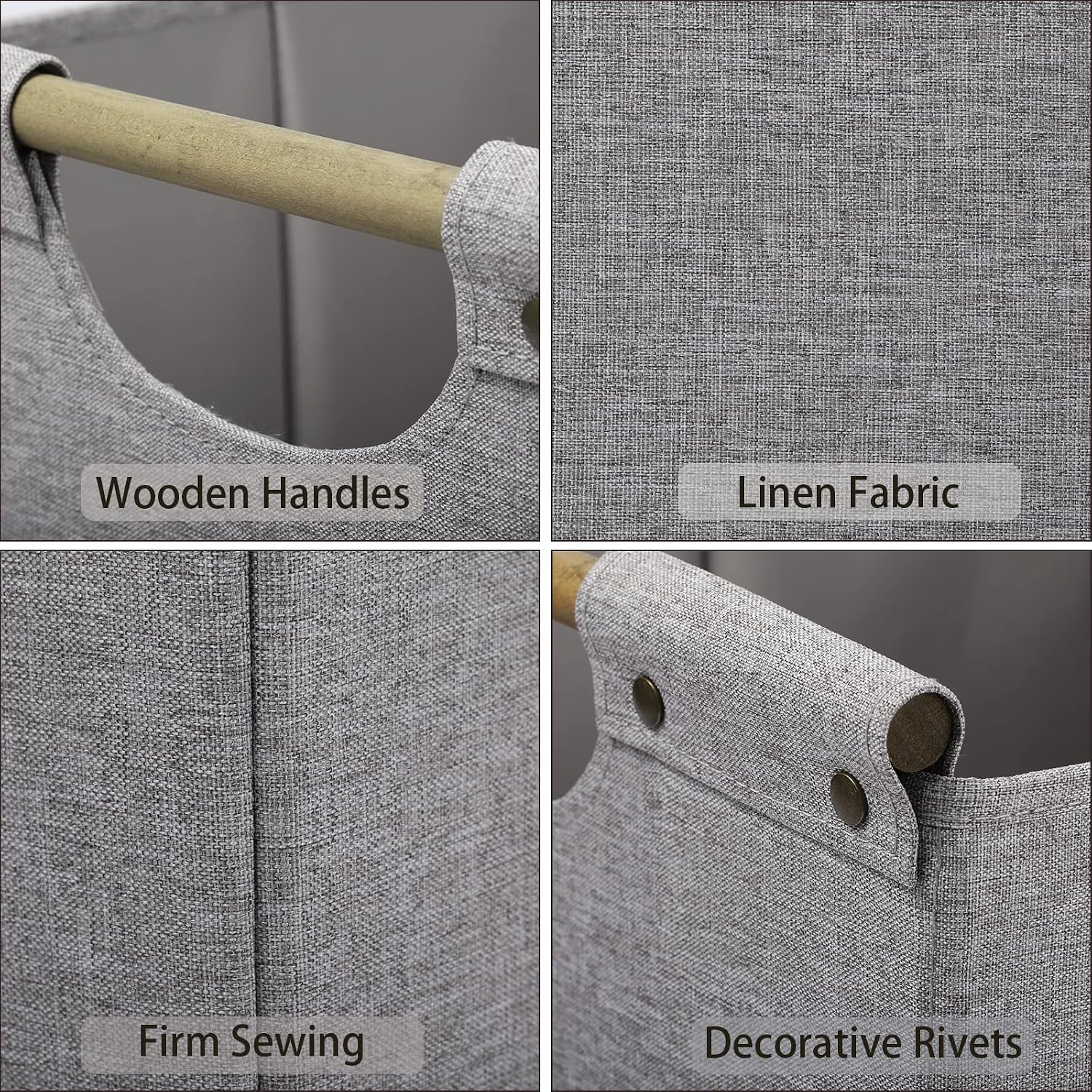 HOONEX Collapsible Storage Bins, 13x13x13 Inches Storage Cubes Linen Fabric, 3 Pack
