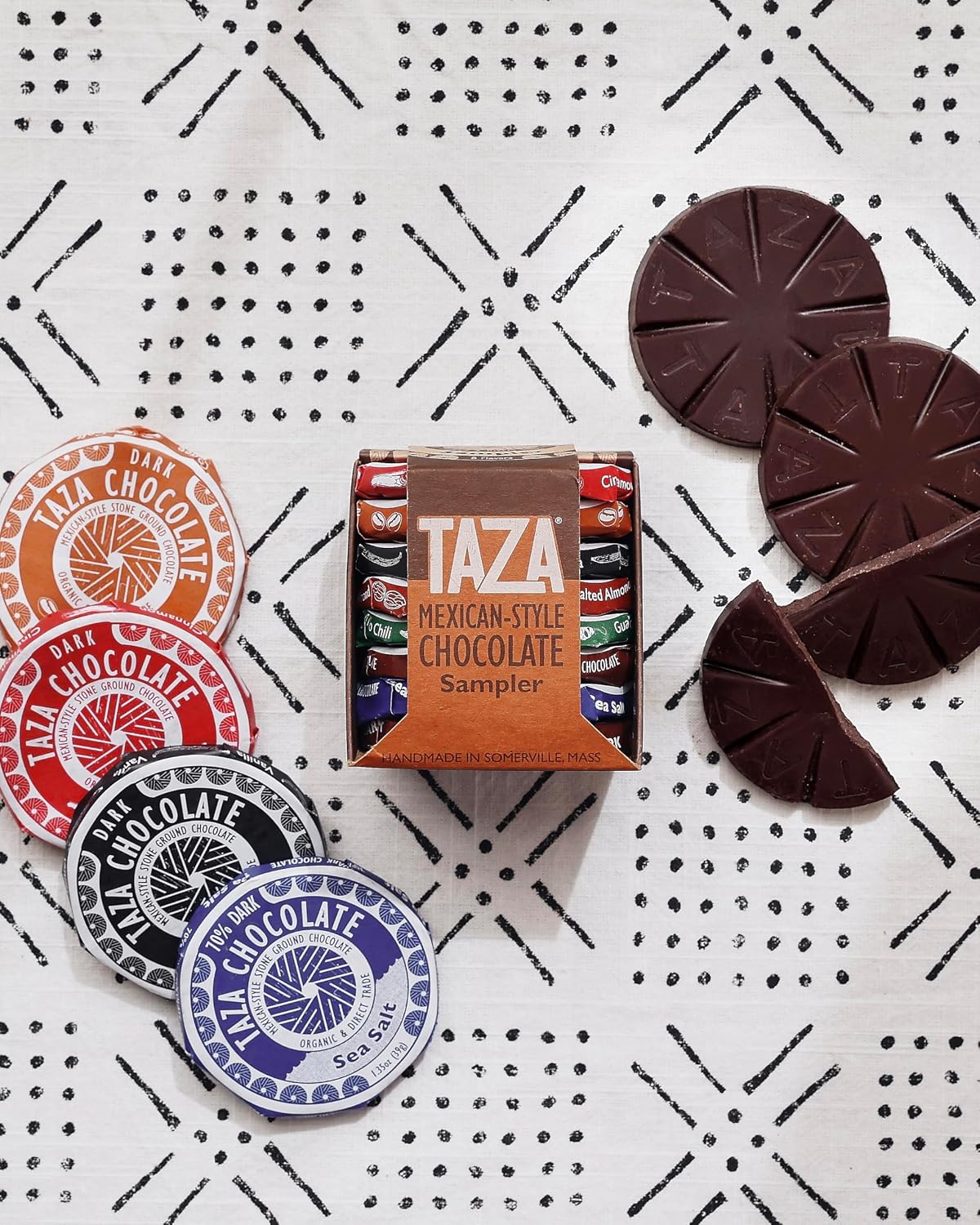 Taza Chocolate Organic Mexicano Disc Stone Ground, Variety Pack, 1.35 Ounce (8 Count), Vegan | Vegan, Dairy Free, Gluten Free, Organic Stone Ground Dark Chocolate Disc, 1.35 Ounce