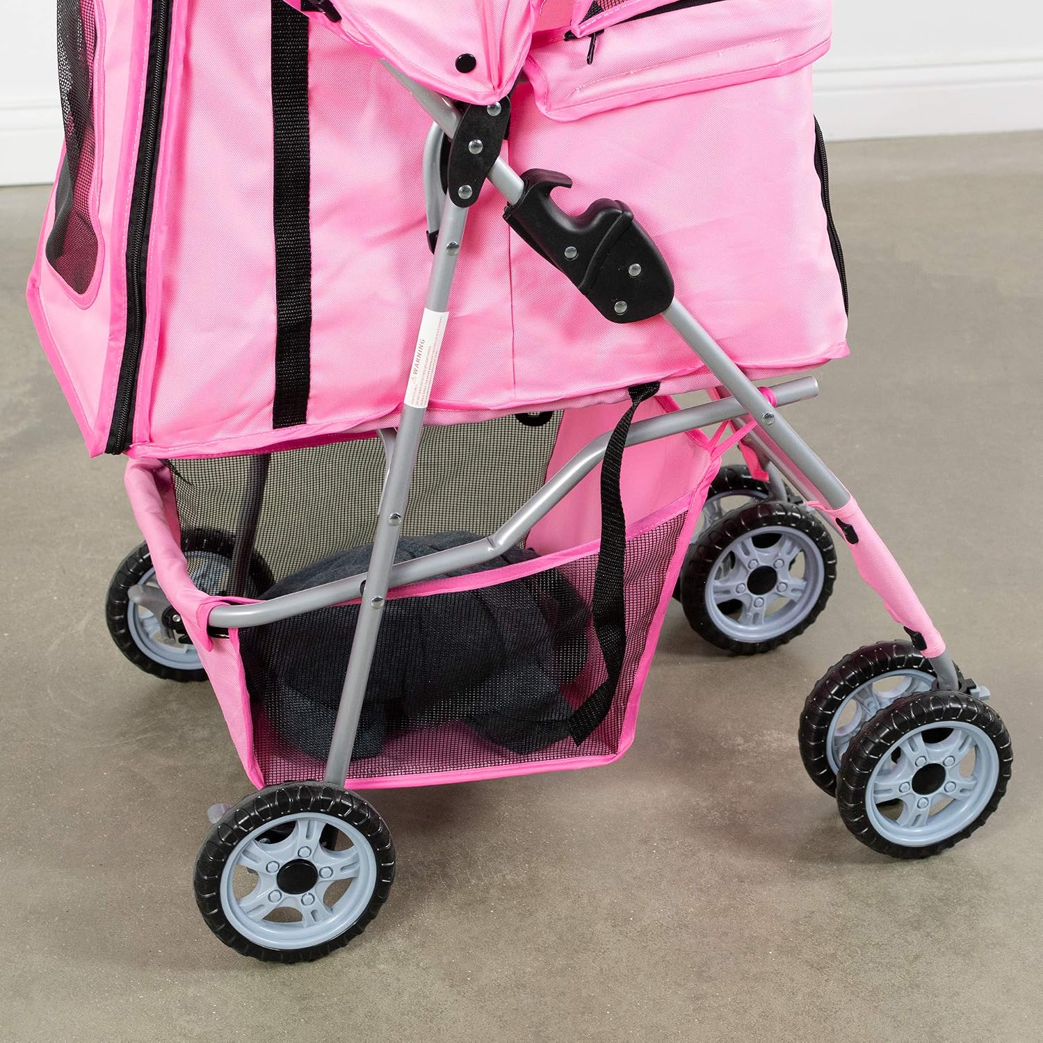 VIVO Black 4 Wheel Pet Stroller for Cat, Dog and More, Foldable Carrier Strolling Cart, STROLR-V001K