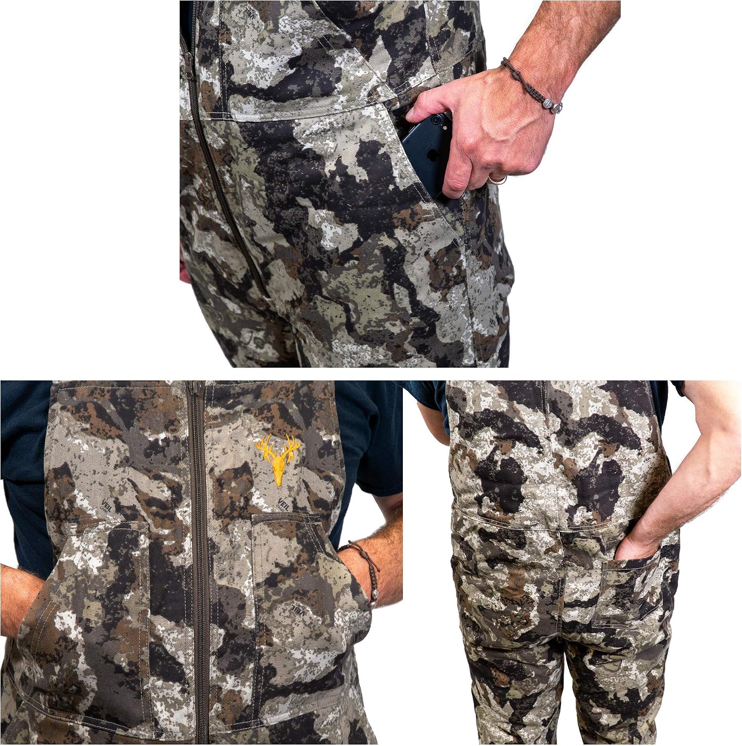 HOT SHOT Men’s Insulated Camo Bib, Ultra-Quiet Adjustable Overalls, Cold Weather Hunting Coveralls for Men