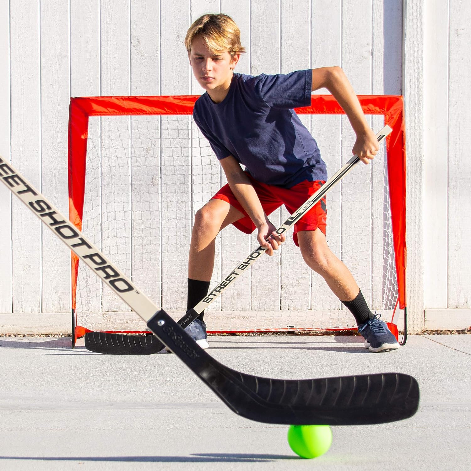 GoSports Street Hockey - Choose Between Goal Set with Sticks, Balls (6 Pack) or Sticks (2 Pack)