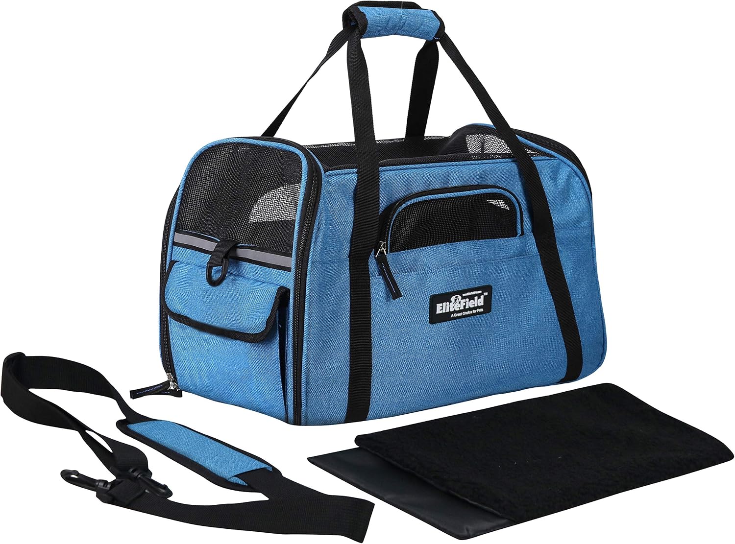 EliteField Soft-Sided Pet Carrier for Cats & Small Dogs (3-Year Warranty) | Airline Approved, Removable Bed & Cover, Built-In Leash, Luggage Sleeve, Seat Belt Loop, Waterproof, Durable, Foldable