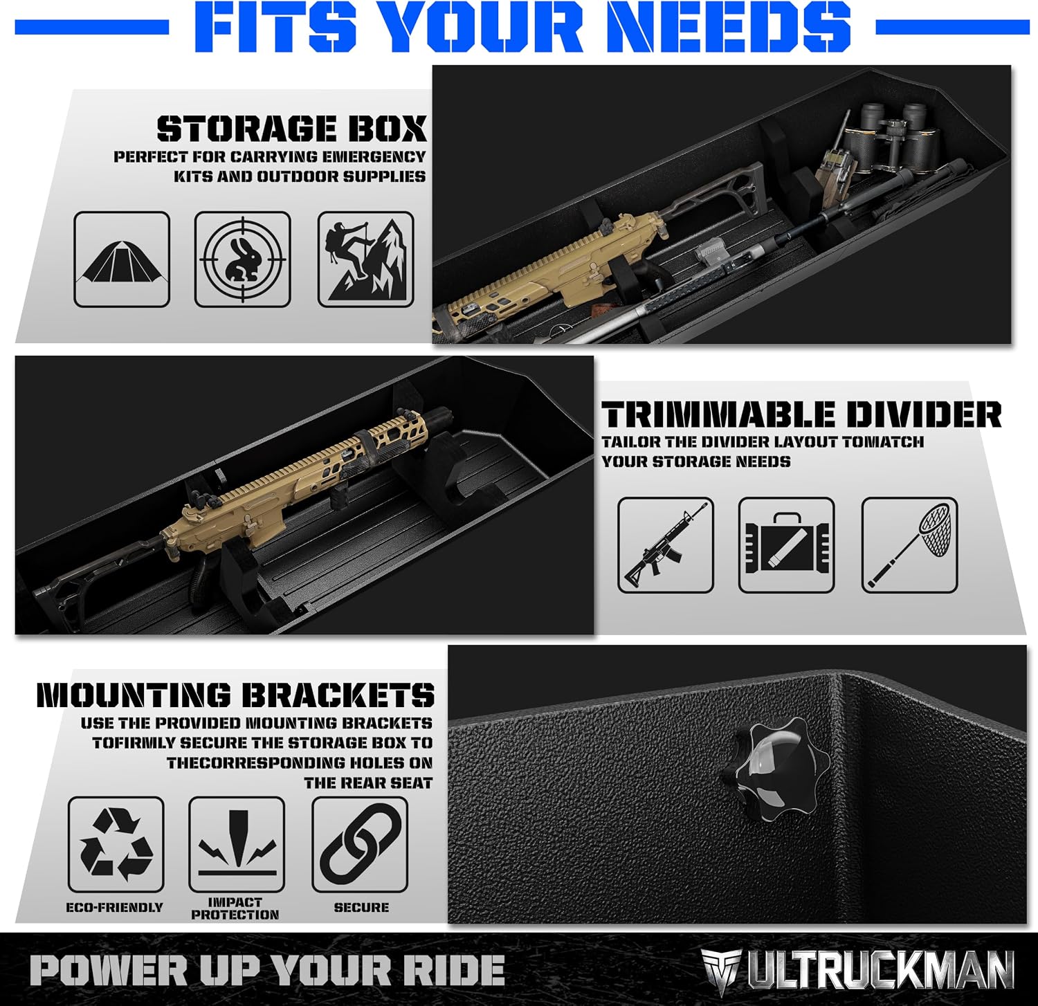 Under Seat Storage Box for F-150 Crew Cab & Super Duty 2015-2026 | Foam-cut for long gear. Hidden. Waterproof. No-drill. ULTRUCKMAN — Built for the Haul.