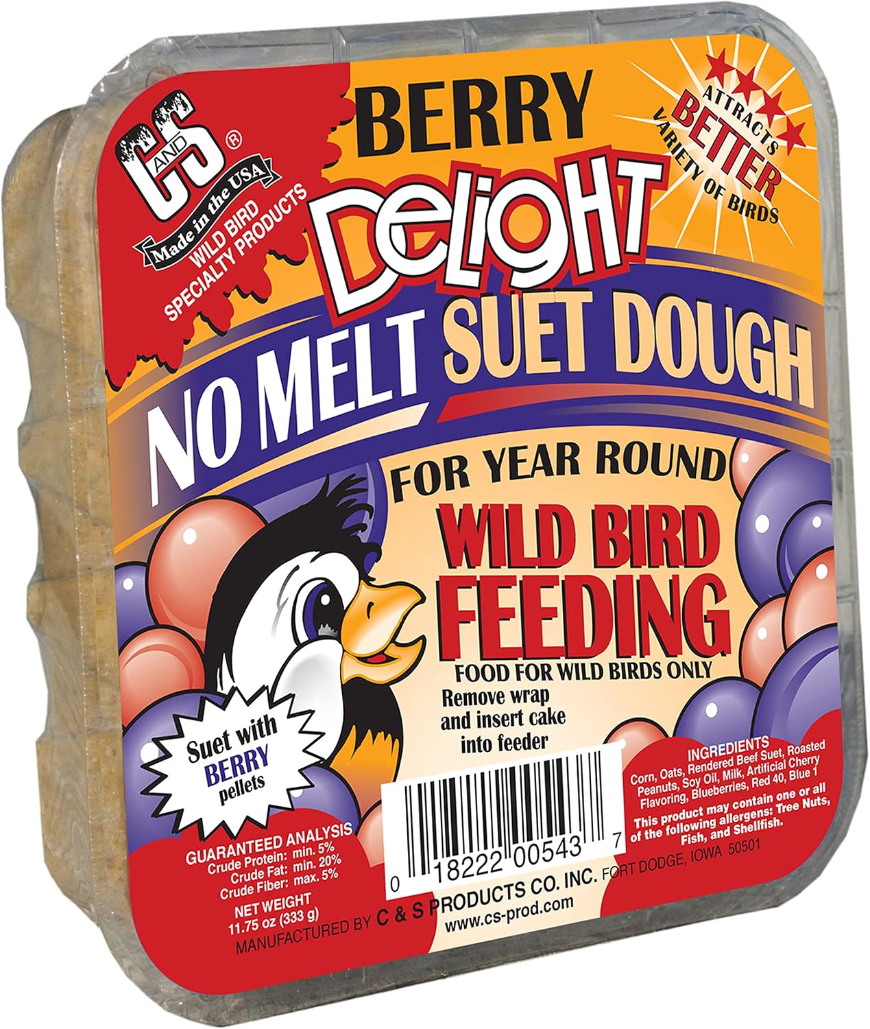 C&S CS12553 11.75 Oz Hot Pepper Delight Wild Bird No Melt Suet Dough