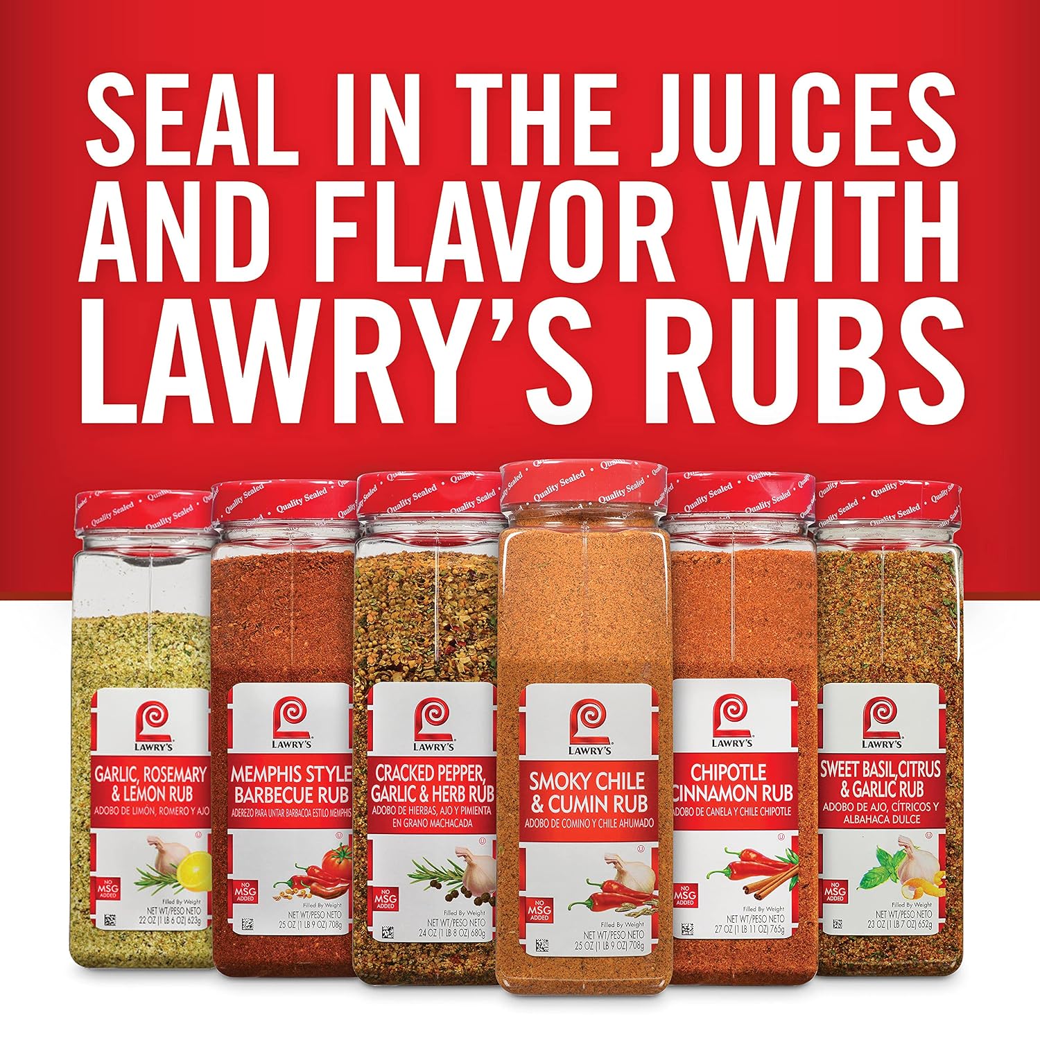 Lawry's Memphis Style Barbecue Rub, 25 oz - One 25 Ounce Container of Memphis Dry Rub, Perfect for BBQ Rub Wings, Ribs, Brisket and More