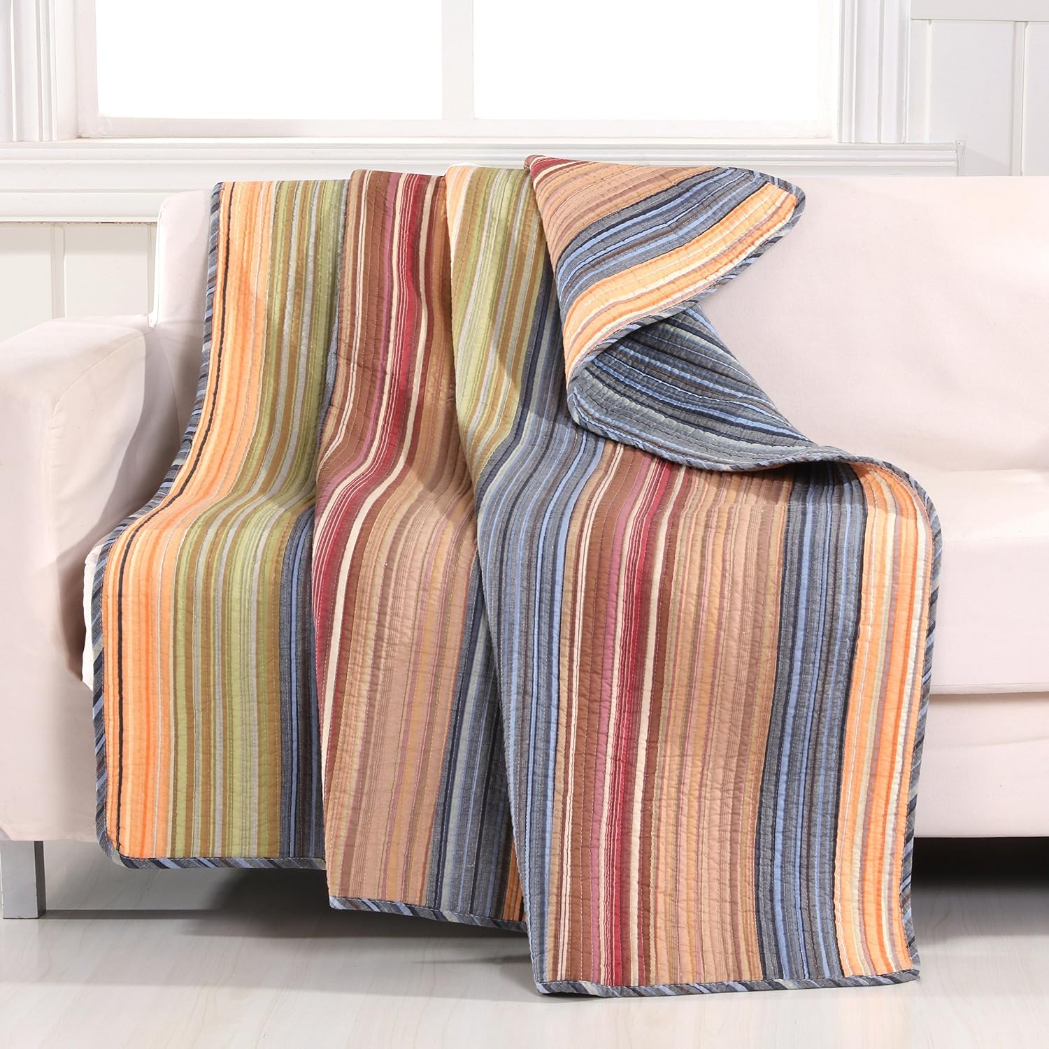 Greenland Home Katy Reversible 100% Cotton Throw Blanket