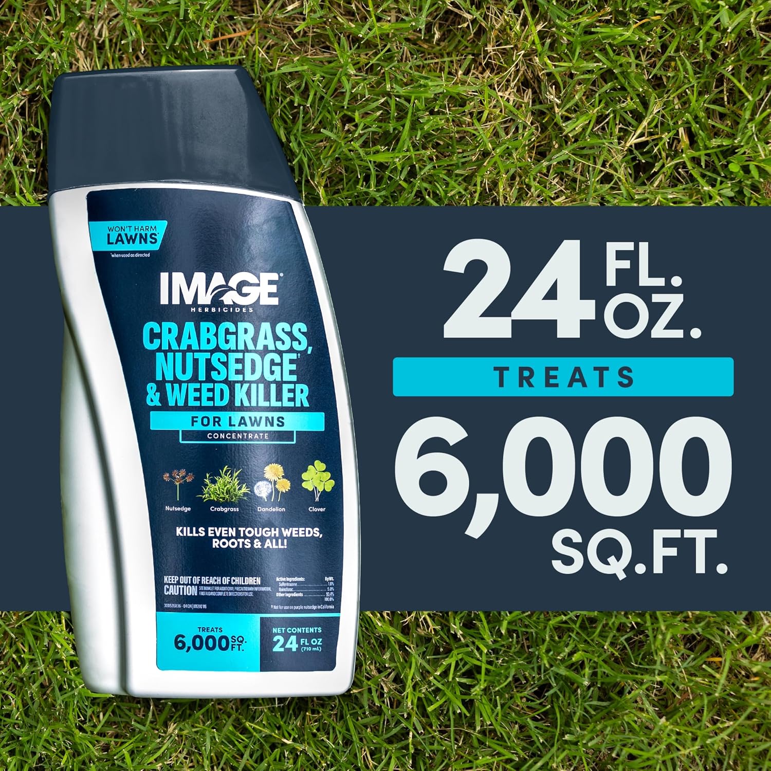 Image Herbicide Crabgrass, Nutsedge, & Weed Killer for Lawns, 24 fl oz | Ready-to-spray weed spray, water based formula