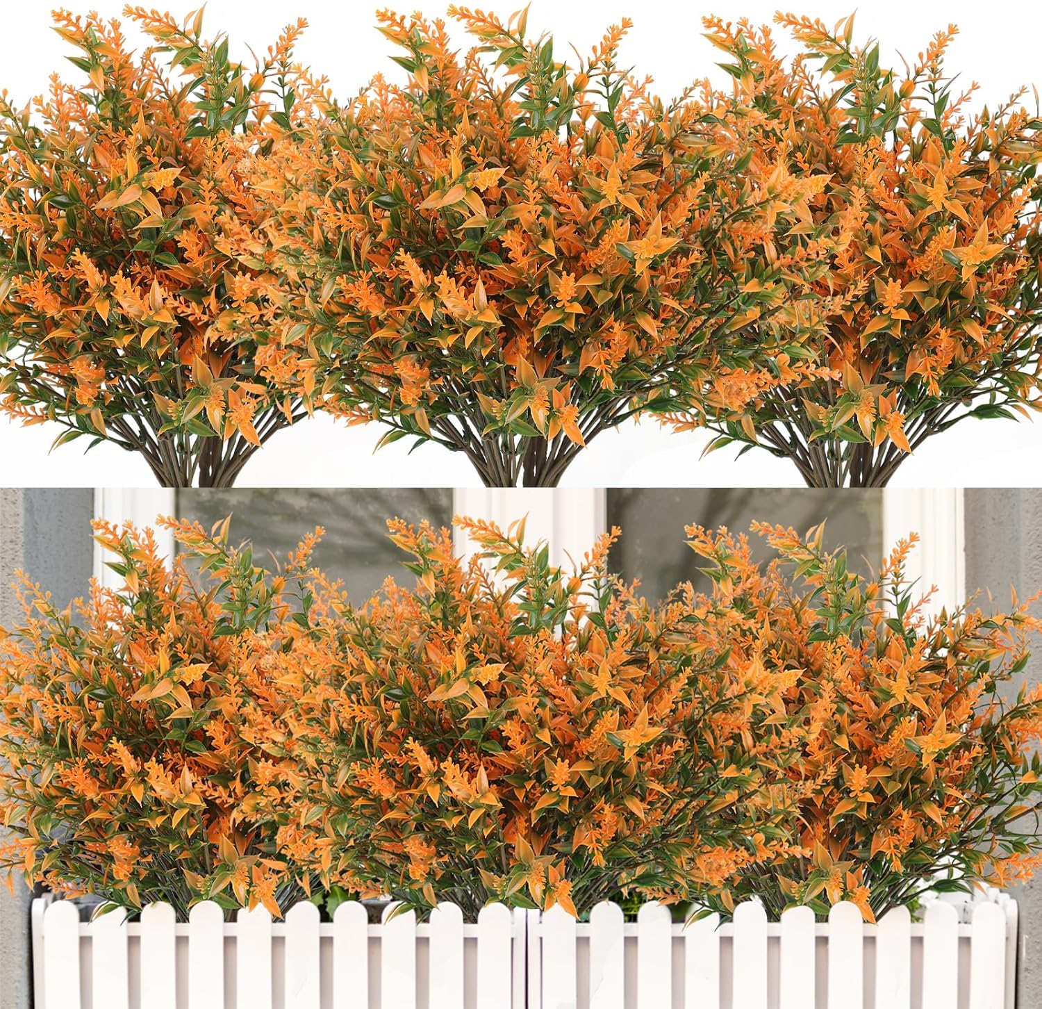 RECUTMS Artificial Greenery Lavender Fake Shrubs Flowers 8 Pcs UV Resistant