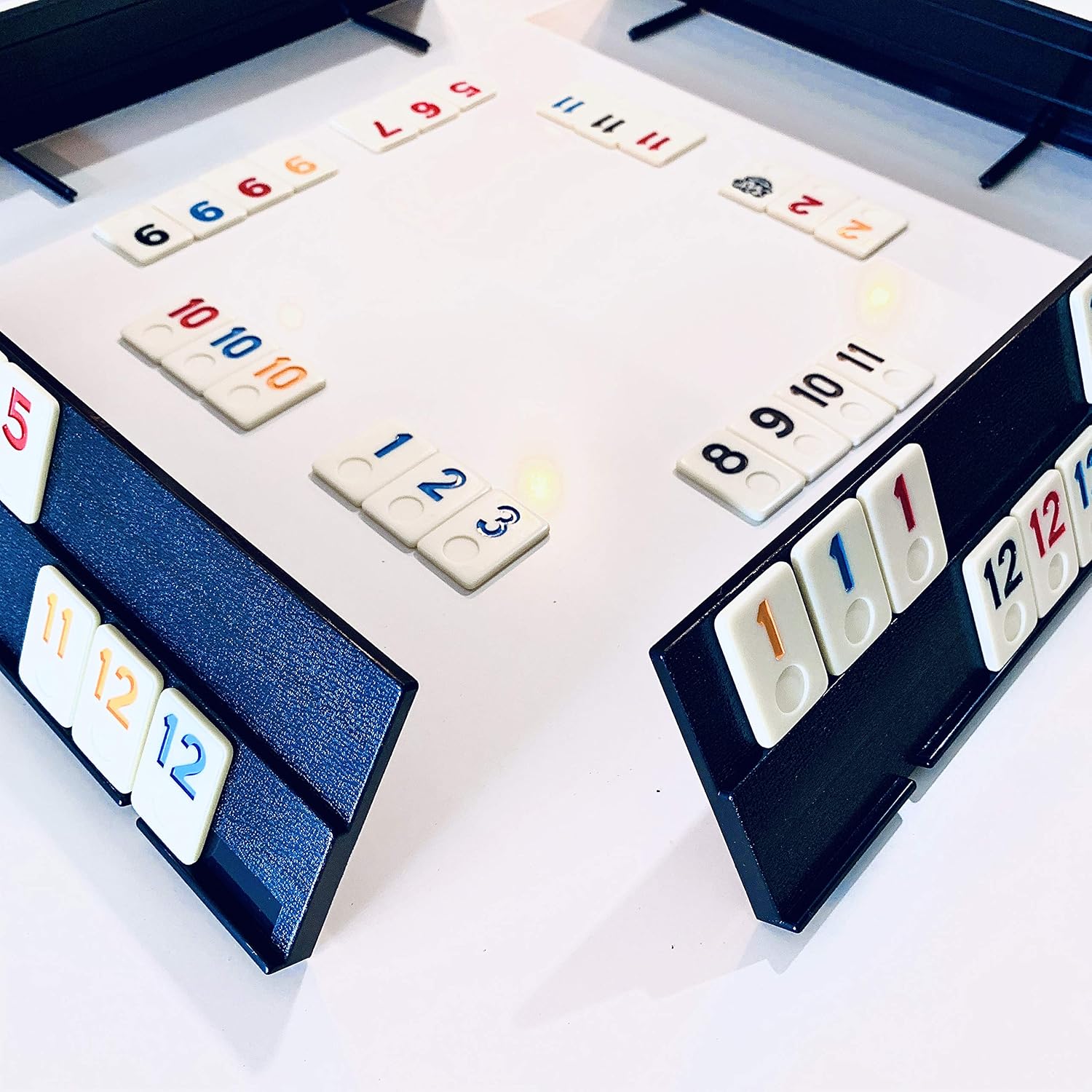 Rummy Tiles Game, 106 Tiles Rummy Game, 4 Durable Full-Size Racks, Black Travel Case for Easy Carrying