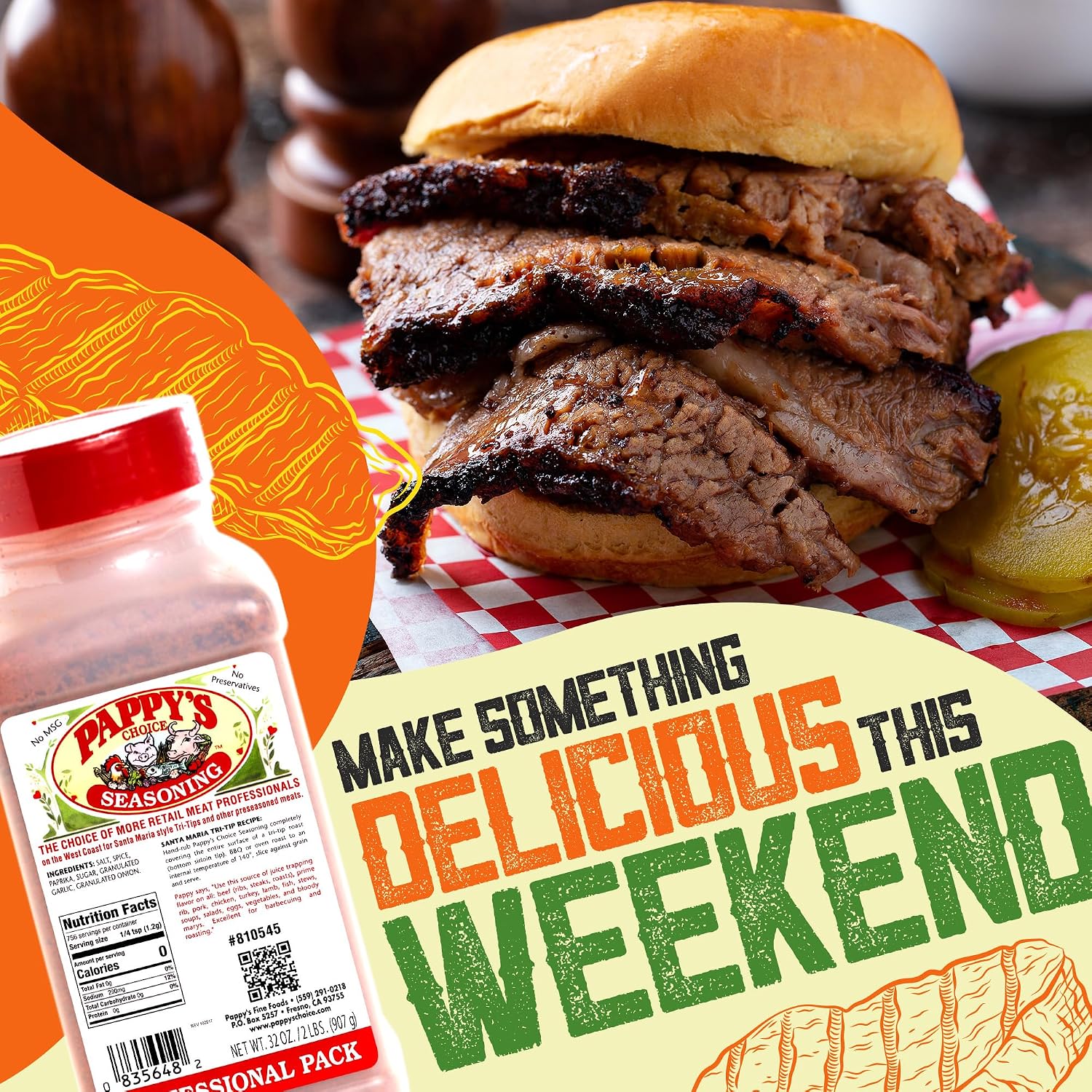 Pappy's Choice Original Seasoning, 32 Oz | California's Legendary Seasoning Blend, Santa Maria Style, Perfect for BBQ, Beef, Burgers, Brisket, Tri-tip and Steak