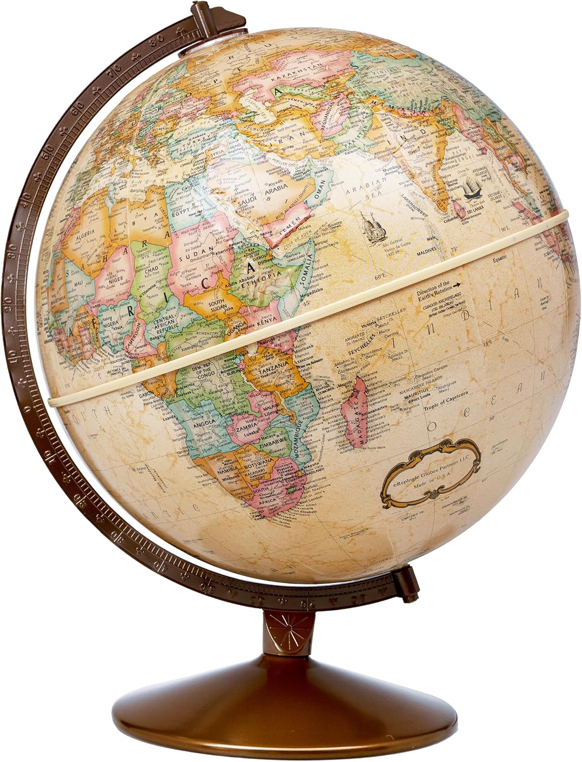 Replogle Globes Franklin World Globe, Antique Ocean, 12-Inch Diameter,Over 4,000 Place Names
