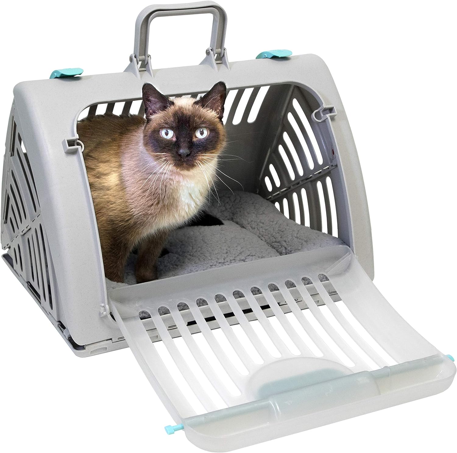 SportPet Large Hard-Sided Travel Cat Carrier - Cat Carrier with Patented Wide Side-Opening Door