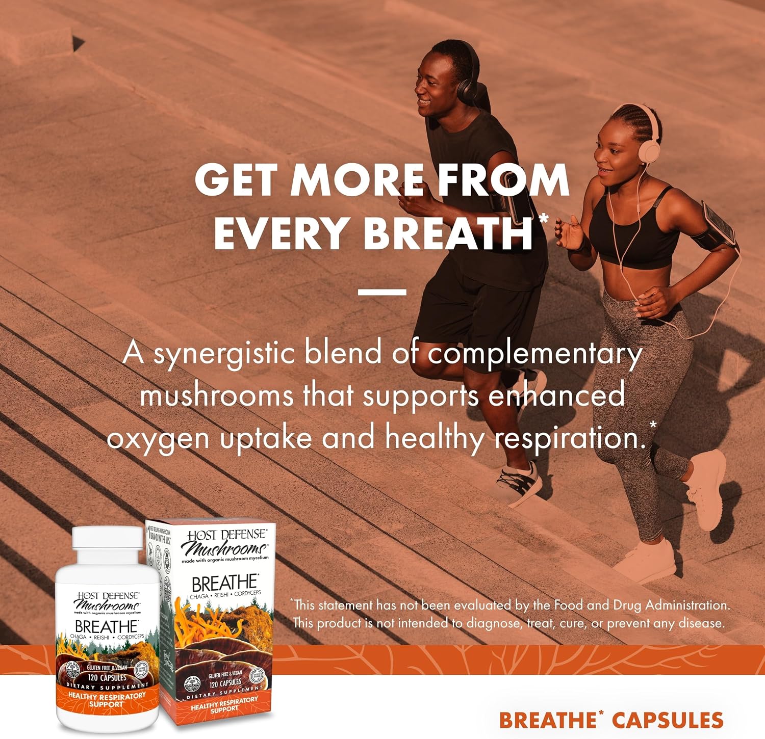 Host Defense Breathe* Capsules - Immune & Respiratory Support Mushroom Supplement - Herbal Lung Health Supplement with Chaga, Reishi & Cordyceps - 30 Capsules (15 Servings)*