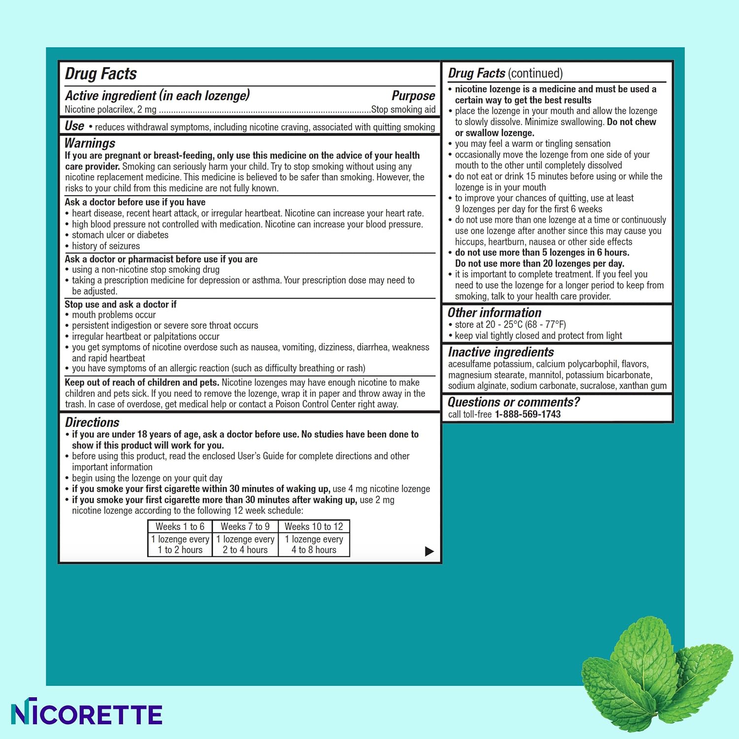 Nicorette Mini Nicotine Lozenges 2mg, Quit Smoking Aid, Mint, 81 Count | Reduces Nicotine Cravings and Withdrawal Symptoms, Intense Craving Relief