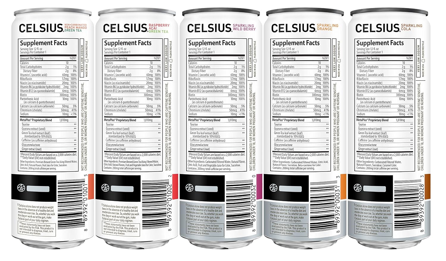 CELSIUS Fitness Drink 9-Flavor Variety Pack, Zero Sugar, Slim Can 12 Fl Oz (Pack of 12)