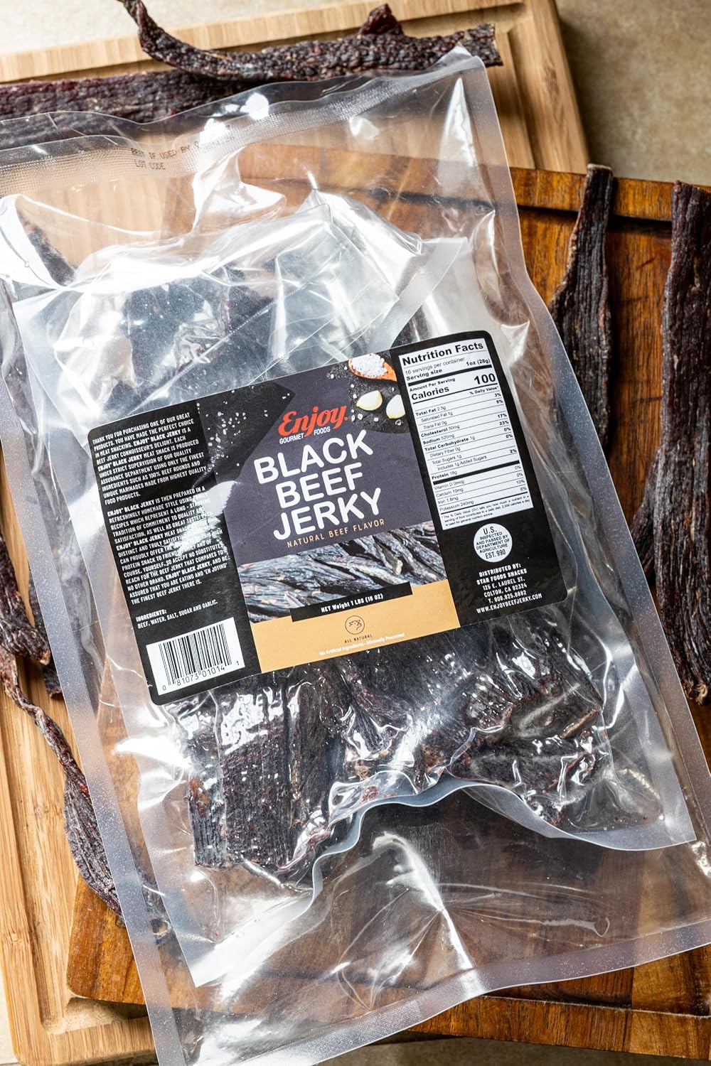 Enjoy Peppered Beef Jerky 8 oz (Pack of 1) | High Protein | No Nitrites